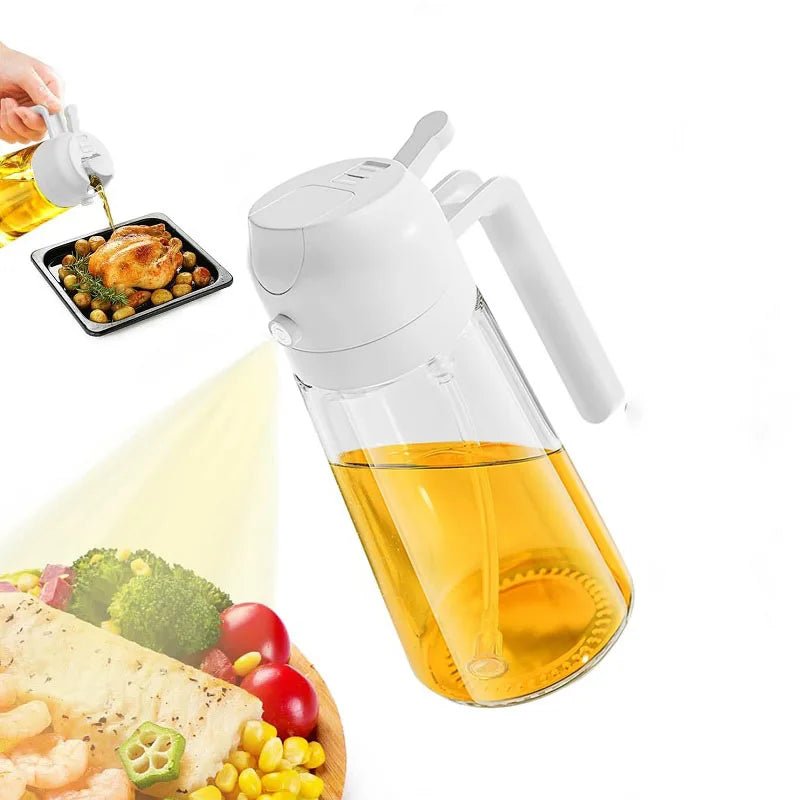 2 - in - 1 Oil Spray Bottle – Refillable Plastic Kitchen Sprayer for Cooking, Olive Oil, BBQ & Vinegar - Metamorphosis Creations