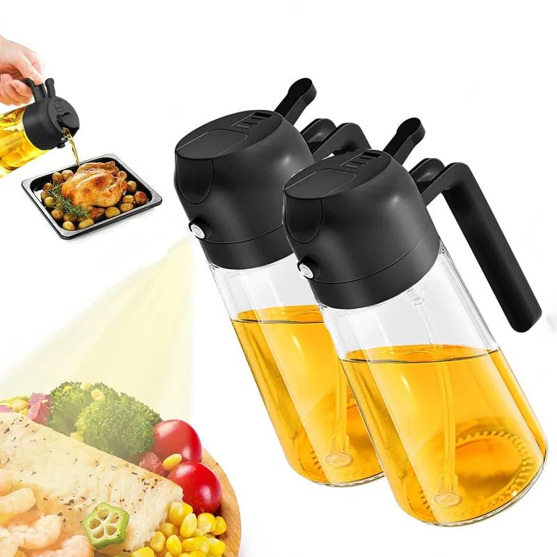 2 - in - 1 Oil Spray Bottle – Refillable Plastic Kitchen Sprayer for Cooking, Olive Oil, BBQ & Vinegar - Metamorphosis Creations