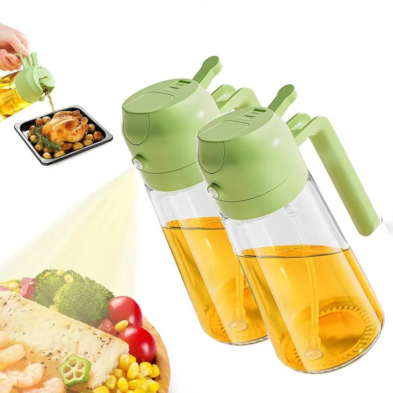 2 - in - 1 Oil Spray Bottle – Refillable Plastic Kitchen Sprayer for Cooking, Olive Oil, BBQ & Vinegar - Metamorphosis Creations