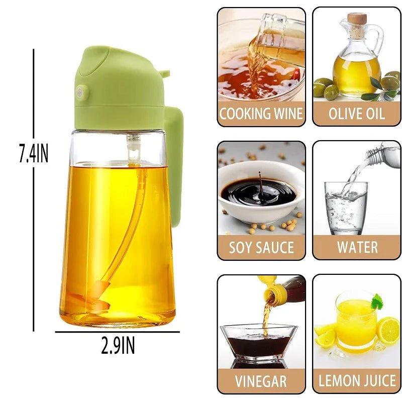 2 - in - 1 Oil Spray Bottle – Refillable Plastic Kitchen Sprayer for Cooking, Olive Oil, BBQ & Vinegar - Metamorphosis Creations