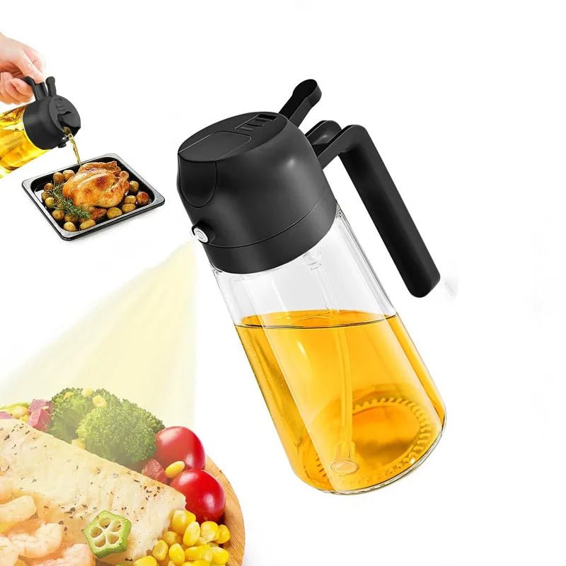 2 - in - 1 Oil Spray Bottle – Refillable Plastic Kitchen Sprayer for Cooking, Olive Oil, BBQ & Vinegar - Metamorphosis Creations
