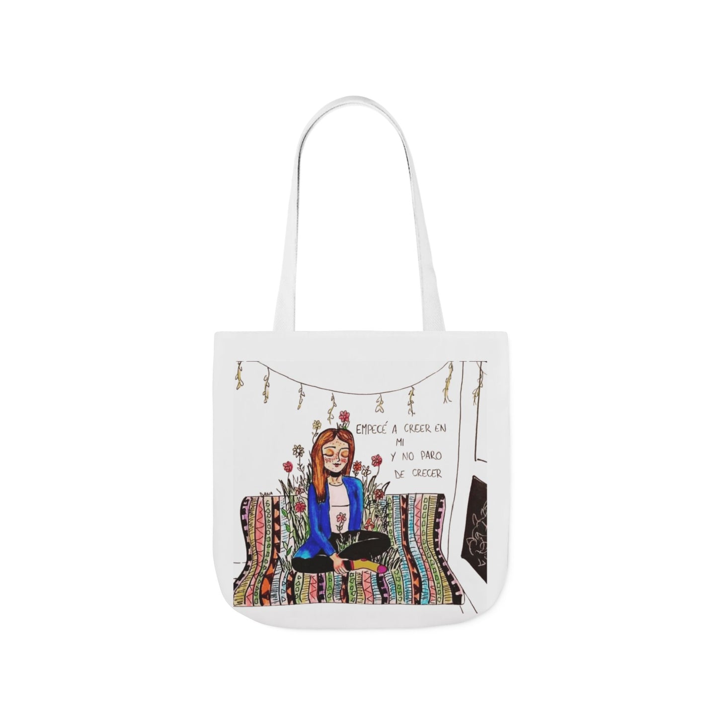 Lleva inspiración contigo a donde vayas Bohemian Style Canvas Tote Bag, Inspirational Art, Ideal for Gifts, Eco-Friendly Shopping, Beach Days, Travel Adventures