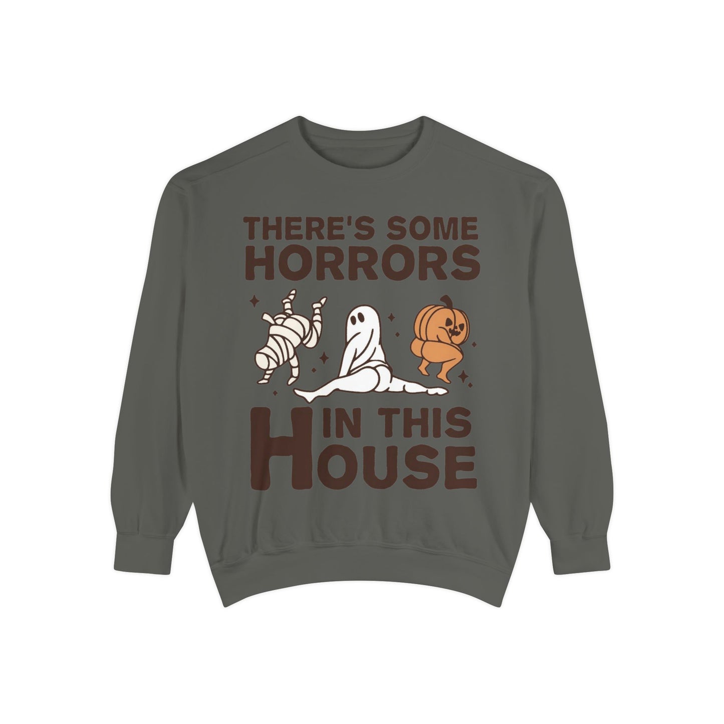 Halloween Themed Unisex Sweatshirt - Fun Ghosts & Mummy Design for Fall, Cozy Casual Wear, Halloween Party, Gift for Friends, Autumn Vibes