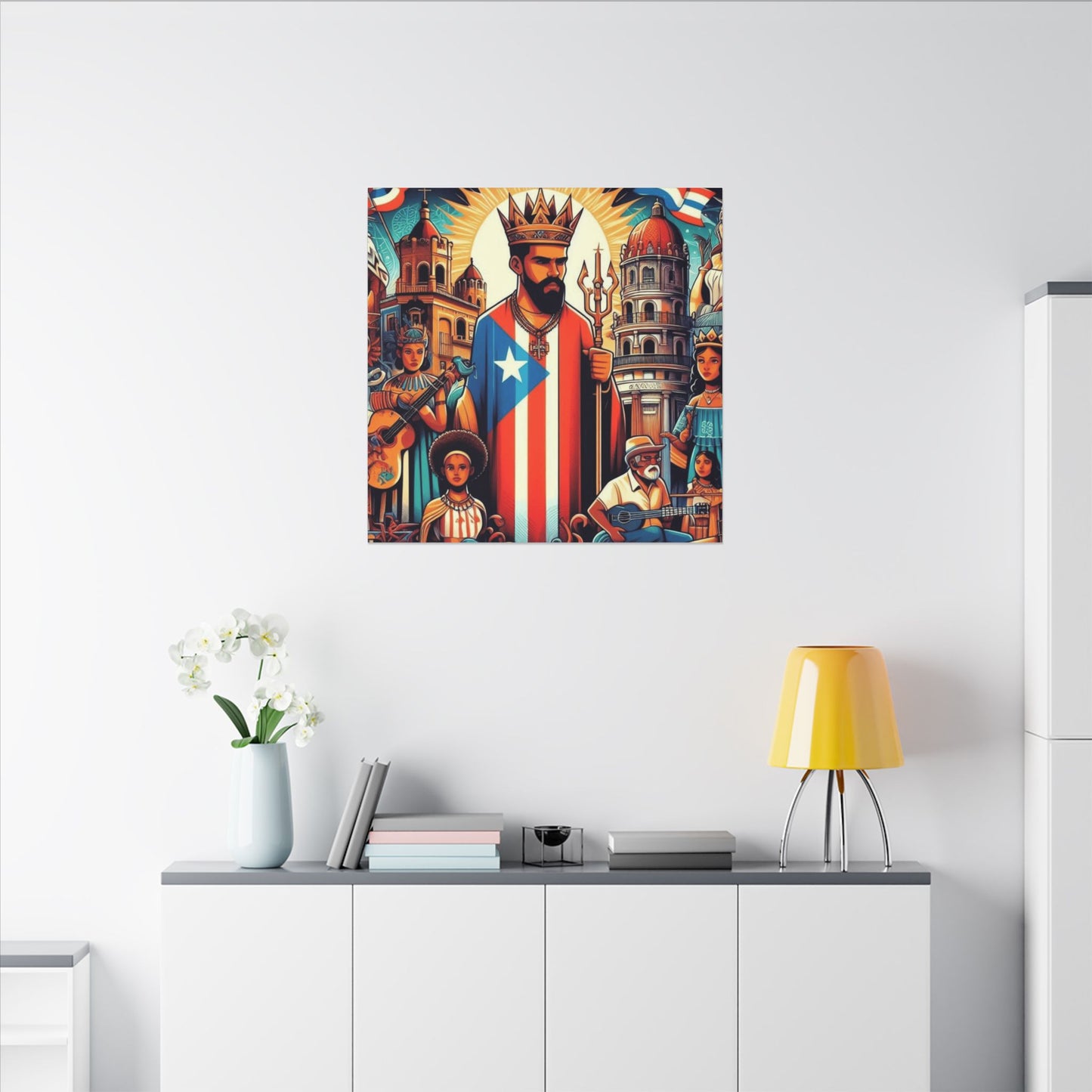 Vibrant Puerto Rican Art Canvas, Cultural Wall Decor, Celebration Decor, Unique Gift, Home Accent, Multi-Size