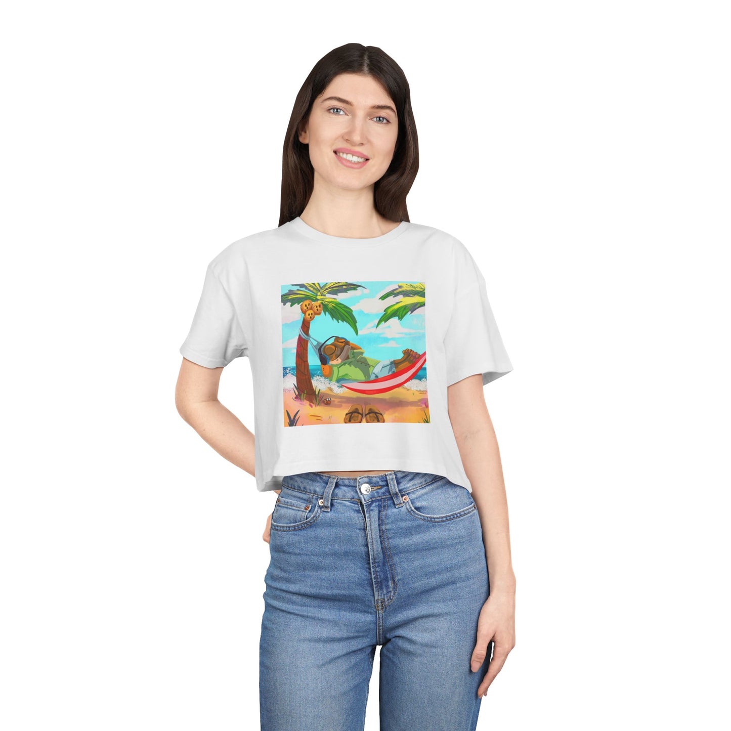 Boriqua T-Shirt Tropical Paradise Crop Tee - Chill Vibes, Women's Casual Top, Summer Style, Beachwear, Vacation Shirt