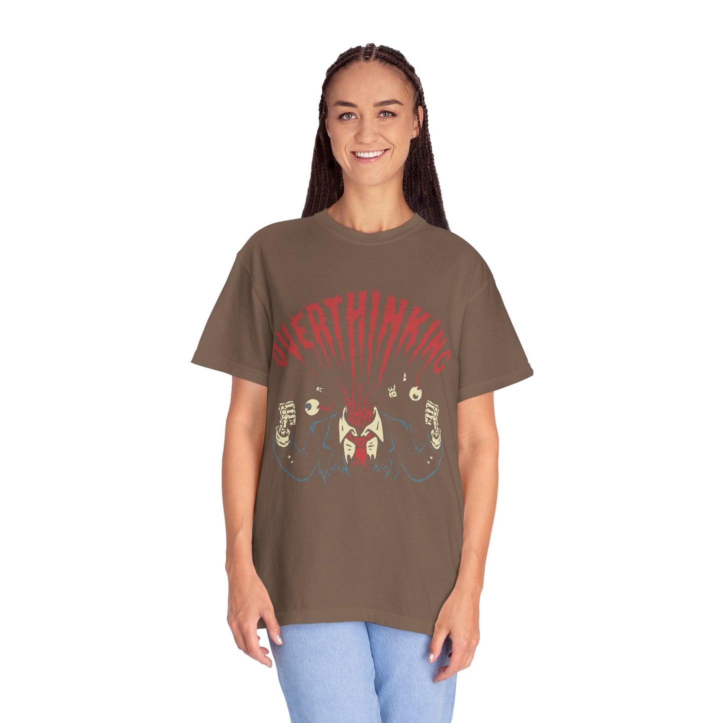 Mentally on Vacation Overthinking Garment-Dyed Unisex T-Shirt, Casual Wear, Gift for Anxiety Awareness, Self-Care Apparel, Unique Graphic Tee