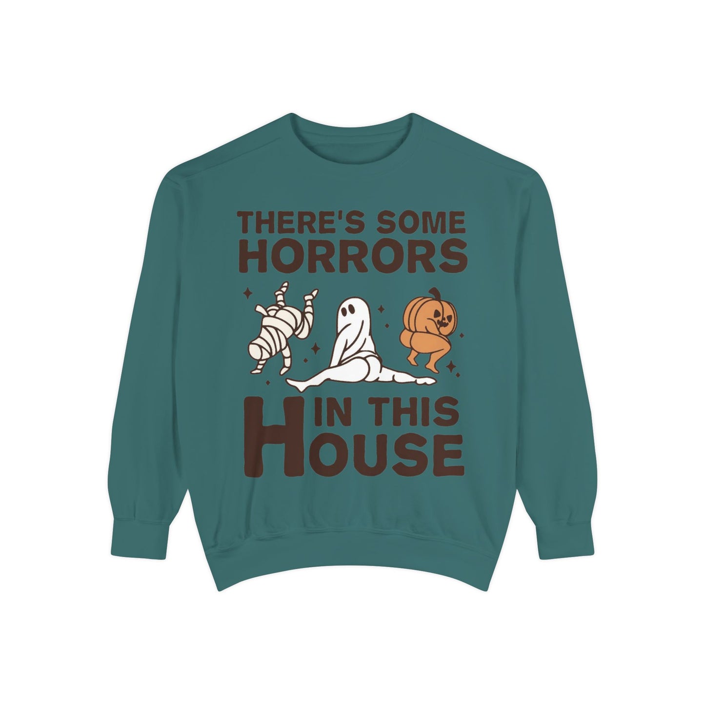 Halloween Themed Unisex Sweatshirt - Fun Ghosts & Mummy Design for Fall, Cozy Casual Wear, Halloween Party, Gift for Friends, Autumn Vibes