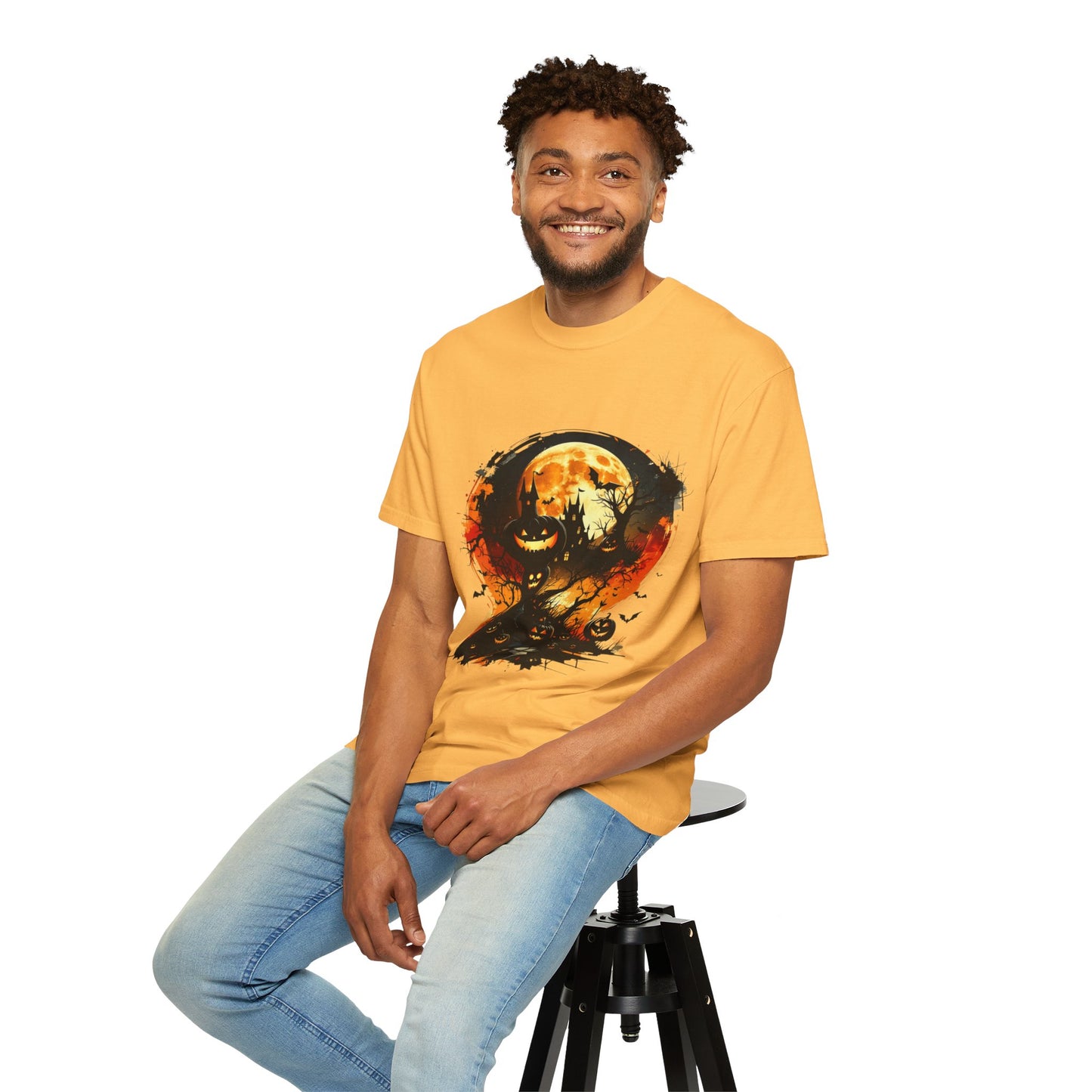 Halloween Moon Graphic T-shirt, Unisex Spooky Shirt, Fall Outfit, October Fest Tee, Halloween Party Wear, Trick or Treat T-shirt
