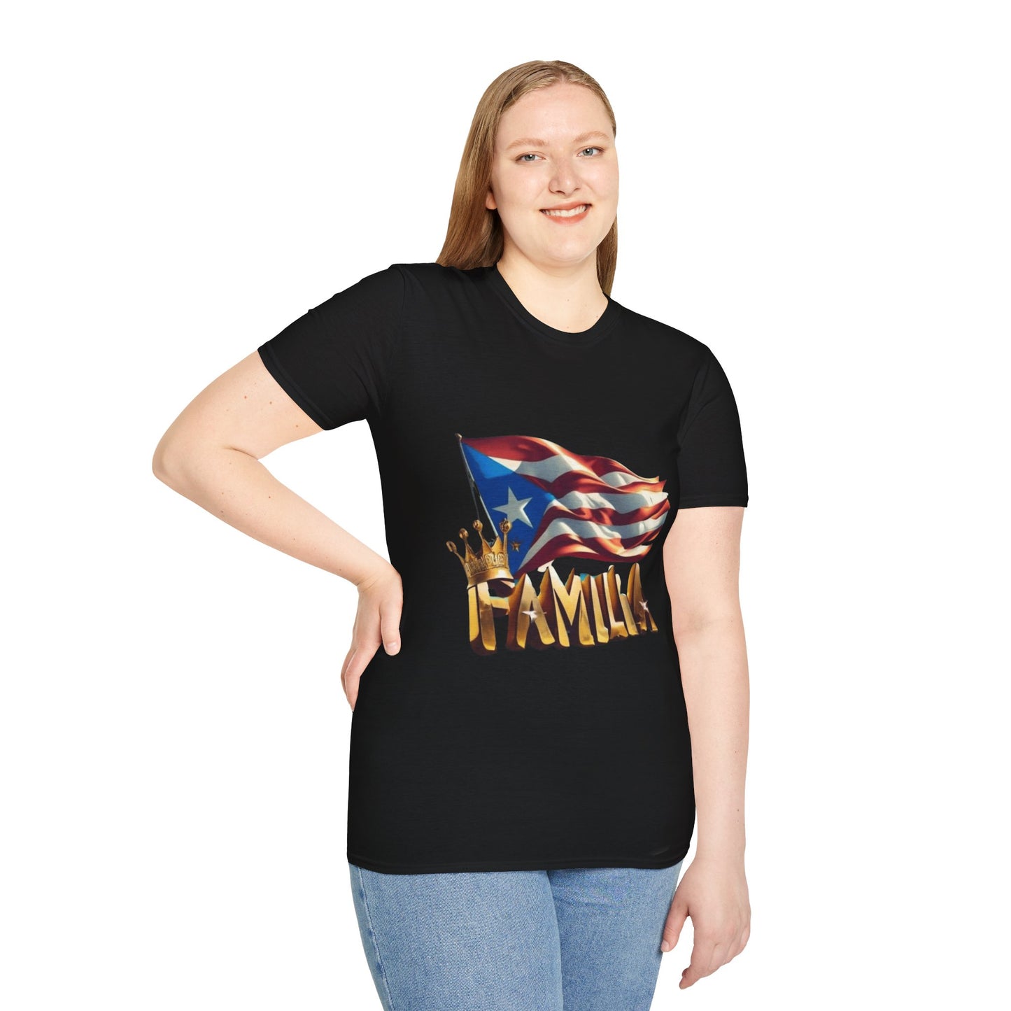 Puerto Rican Familia T-Shirt, Unisex Softstyle Tee, Patriotic Shirt, Family Unity Gift, Summer Celebration Apparel