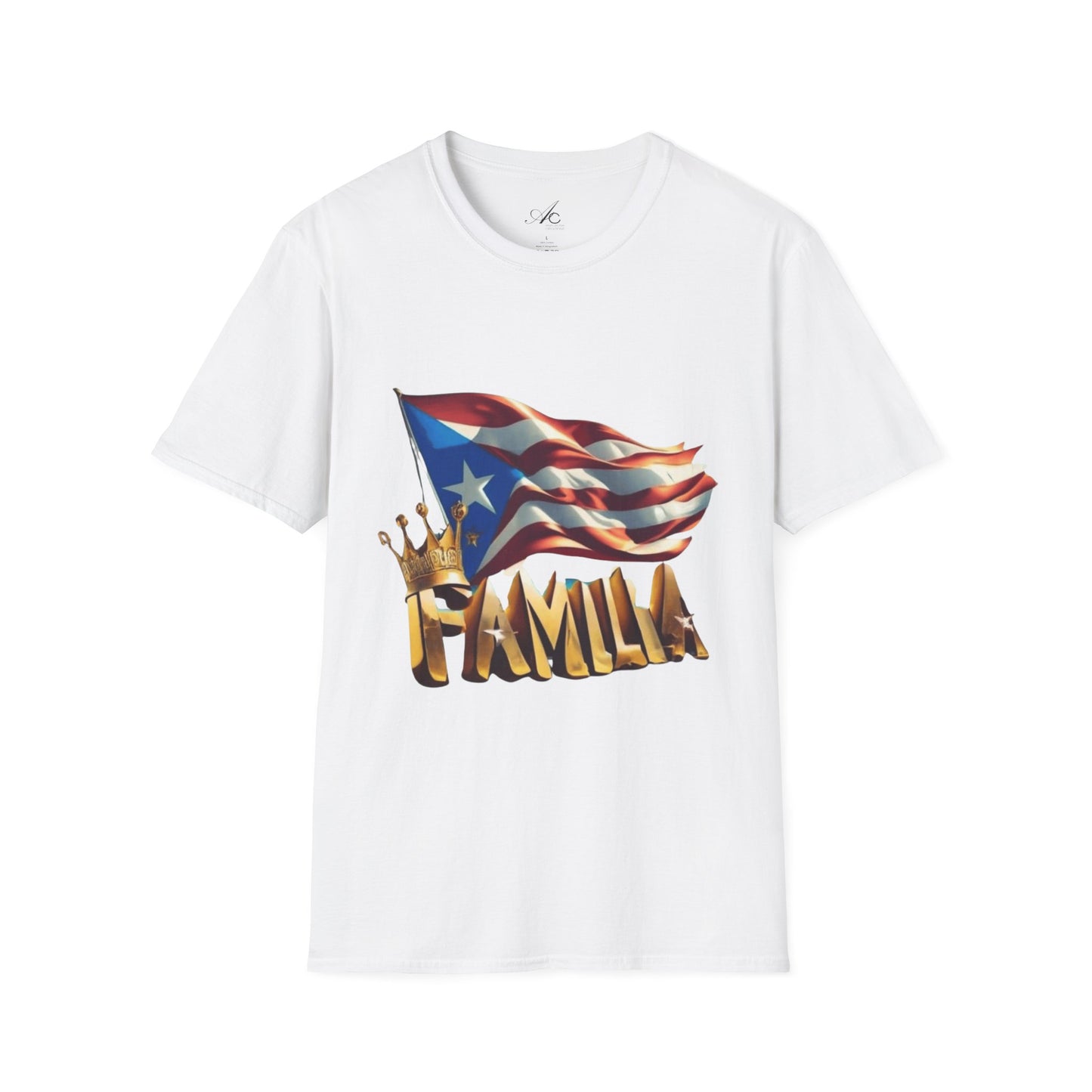 Puerto Rican Familia T-Shirt, Unisex Softstyle Tee, Patriotic Shirt, Family Unity Gift, Summer Celebration Apparel