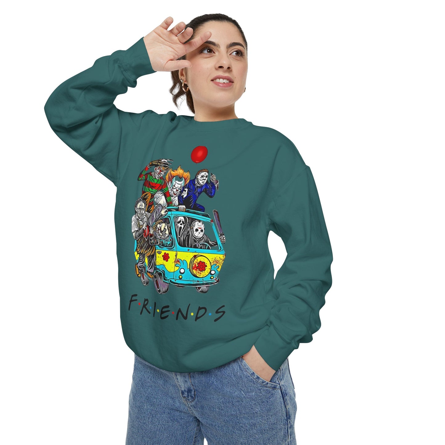 Friends-Inspired Unisex Garment-Dyed Sweatshirt, Cozy Casual Wear, Unique Graphic Sweatshirt, Perfect Gift, Everyday Style