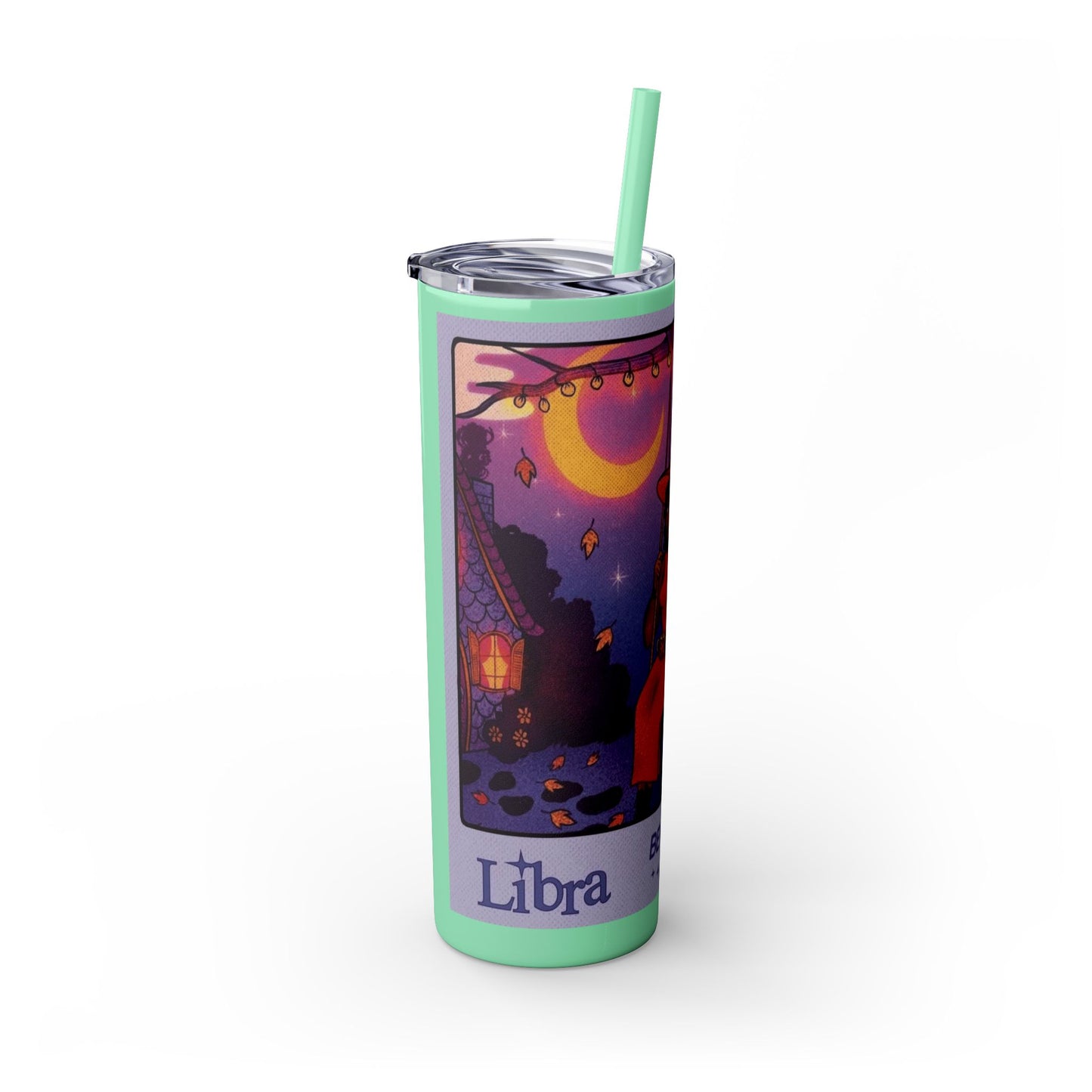 🎁 Spooky season gifts Enchanting Libra Skinny Tumbler with Straw | 20oz | Perfect for Halloween, Witchy Vibes, Astrology Lovers, Gift Idea, Custom Beverage Holder
