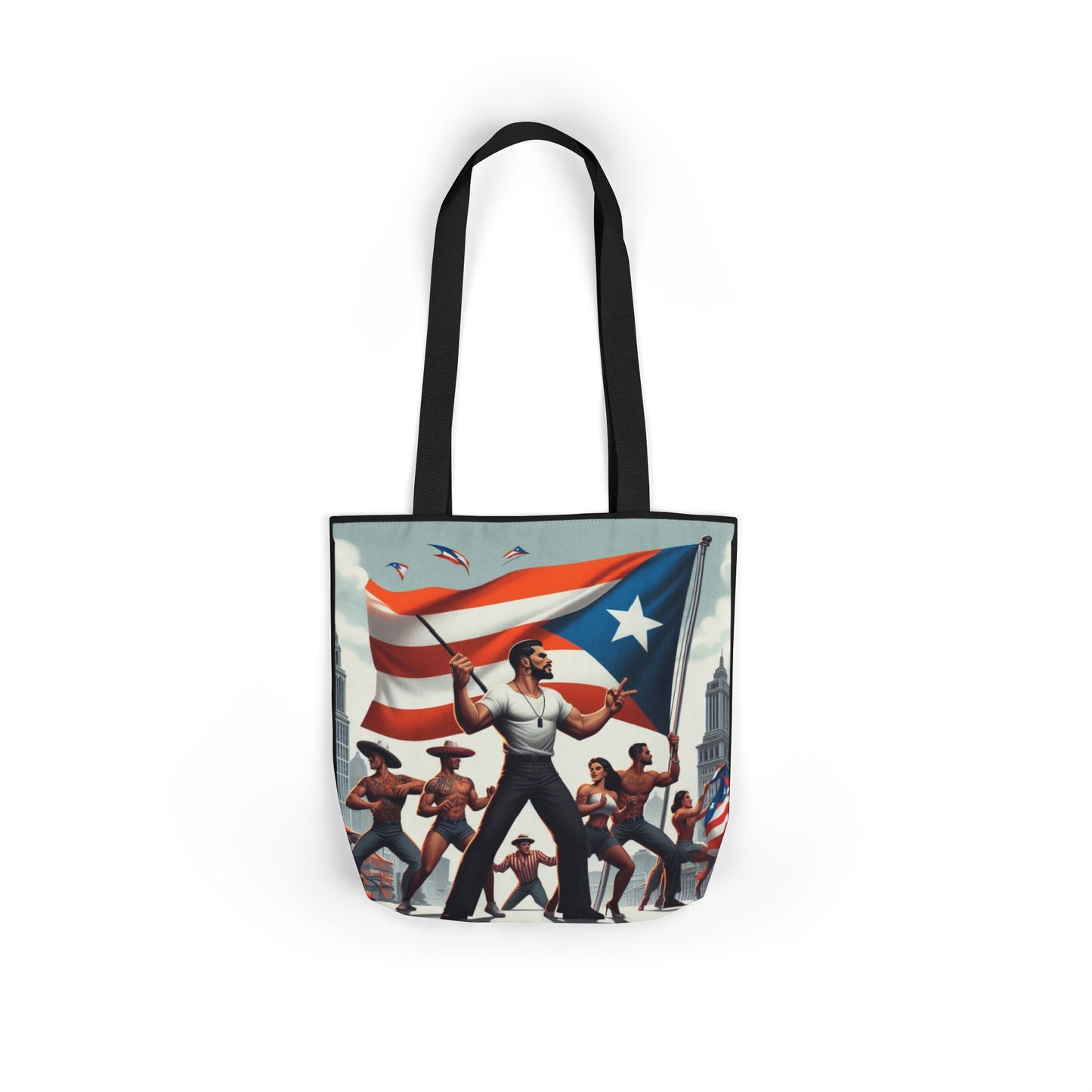 PUERTO RICO Canvas Tote Bag, 5-Color Straps