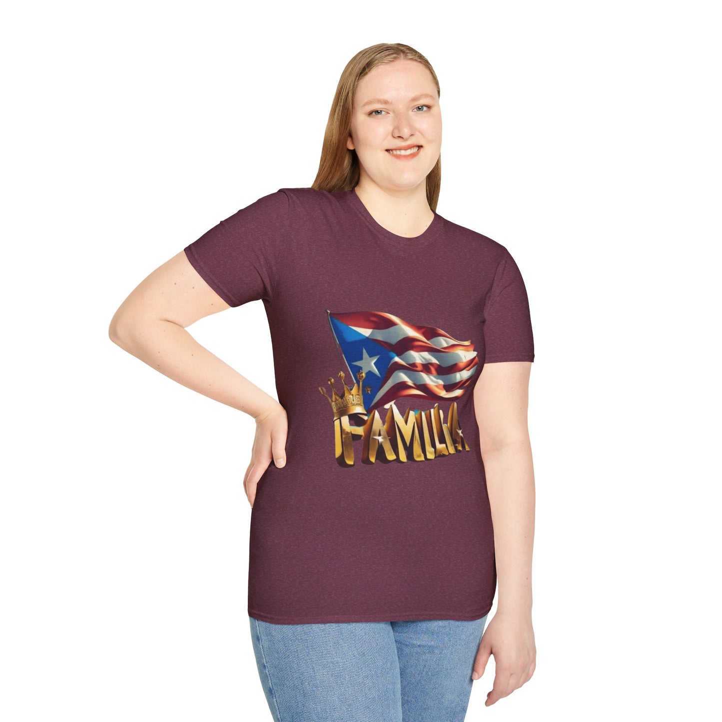 Puerto Rican Familia T-Shirt, Unisex Softstyle Tee, Patriotic Shirt, Family Unity Gift, Summer Celebration Apparel
