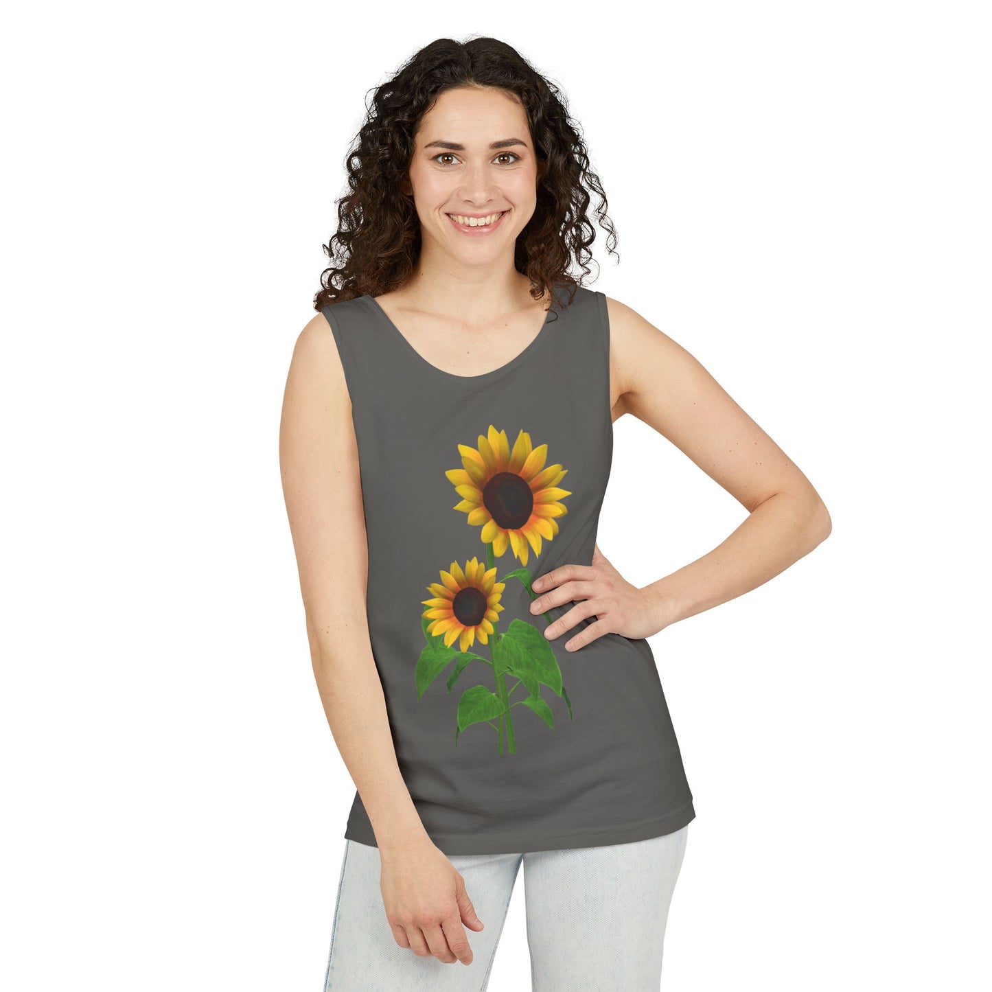 Sunflower Unisex Tank Top - Relaxed Summer Wear, Gift for Garden Lovers, Casual Beach Vibes, Perfect for Spring Celebrations, Gift Idea