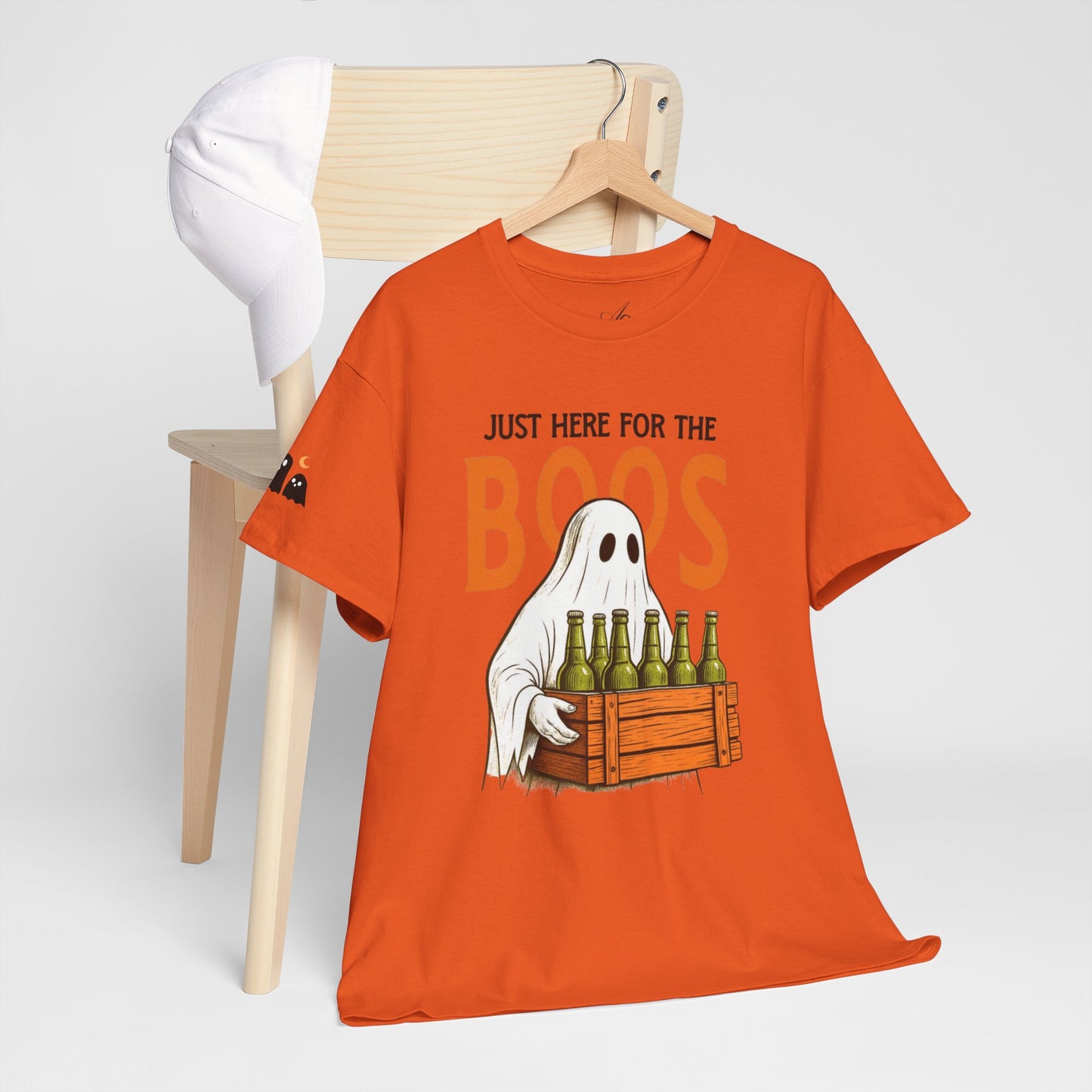 Just Here for the Boos Halloween Tee, Funny Ghost Shirt, Unisex Cotton T-Shirt, Spooky Party Apparel, Halloween Costume Top