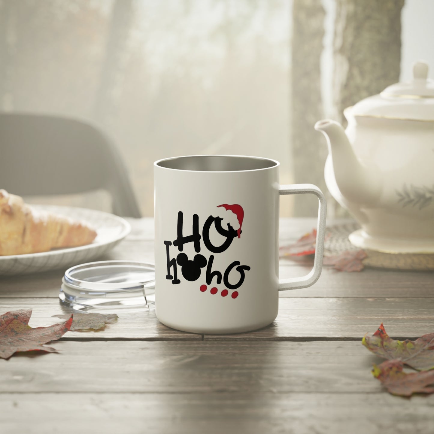 Christmas Mugs | Holiday Coffee Cups with Festive Quotes & Designs Holiday Insulated Coffee Mug - 'Ho Ho Ho' Xmas Gift