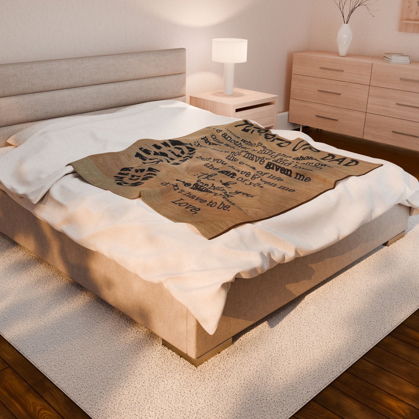 Stepped Up Dad Velveteen Plush Blanket - Cozy Gift for Father's Day, Dad's Birthday, or Any Occasion, Meaningful Keepsake, Soft Throw