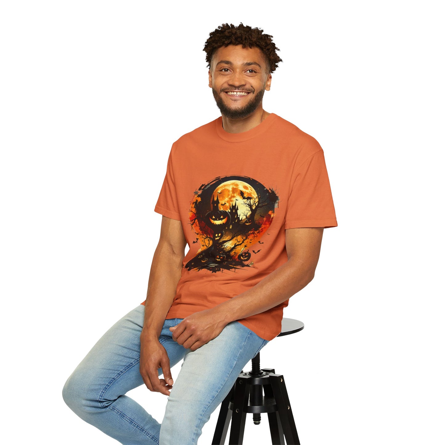 Halloween Moon Graphic T-shirt, Unisex Spooky Shirt, Fall Outfit, October Fest Tee, Halloween Party Wear, Trick or Treat T-shirt