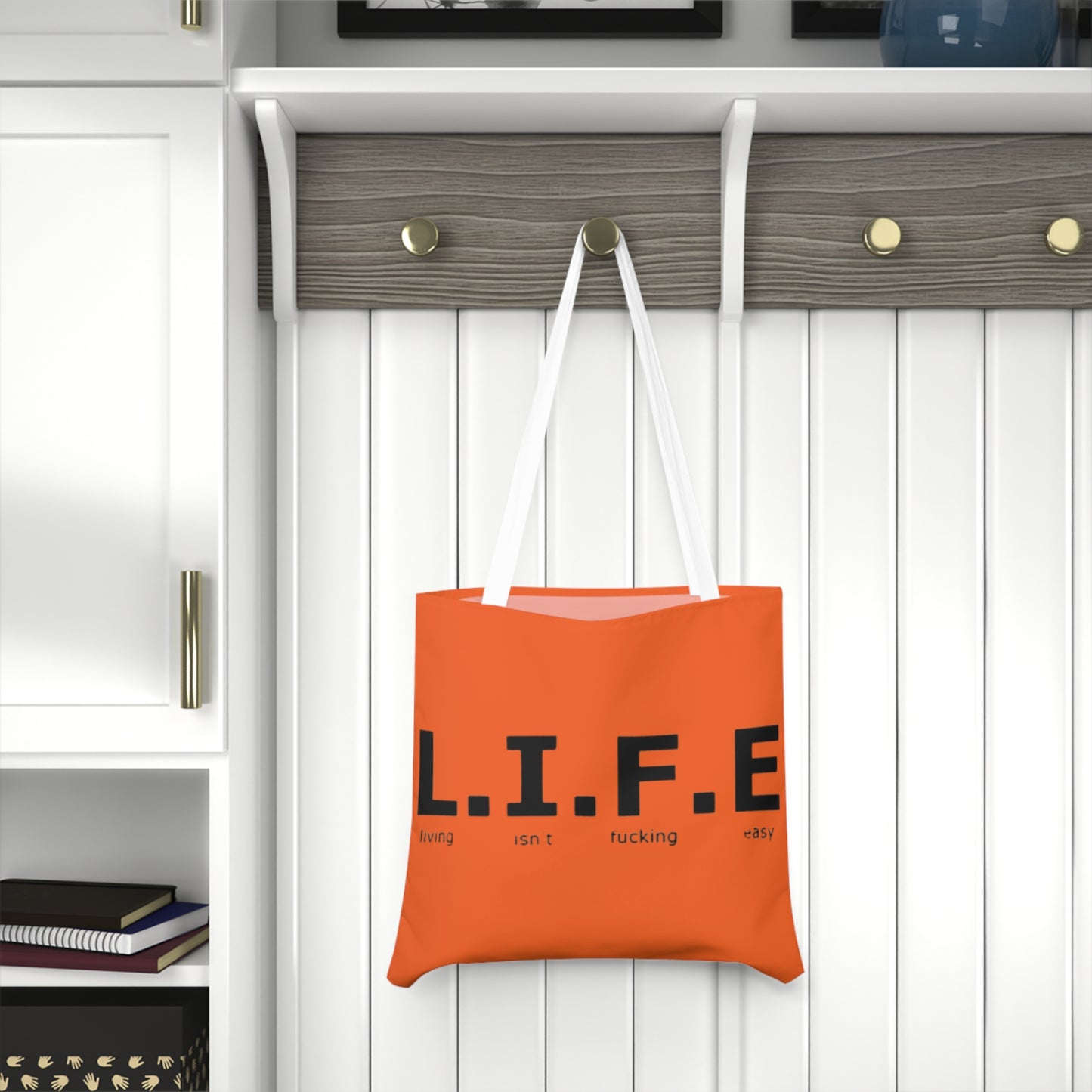 Vibrant L.I.F.E. Shoulder Tote Bag, Motivational Bag, Everyday Carryall, Gift for Life Lovers, Unique Statement Accessory