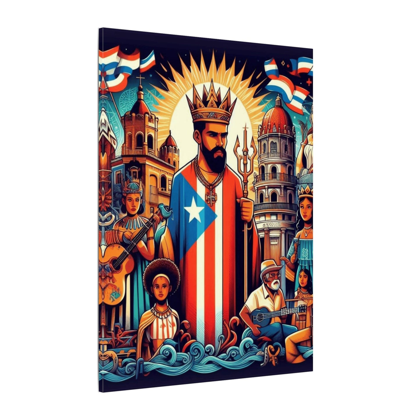 Vibrant Puerto Rican Art Canvas, Cultural Wall Decor, Celebration Decor, Unique Gift, Home Accent, Multi-Size