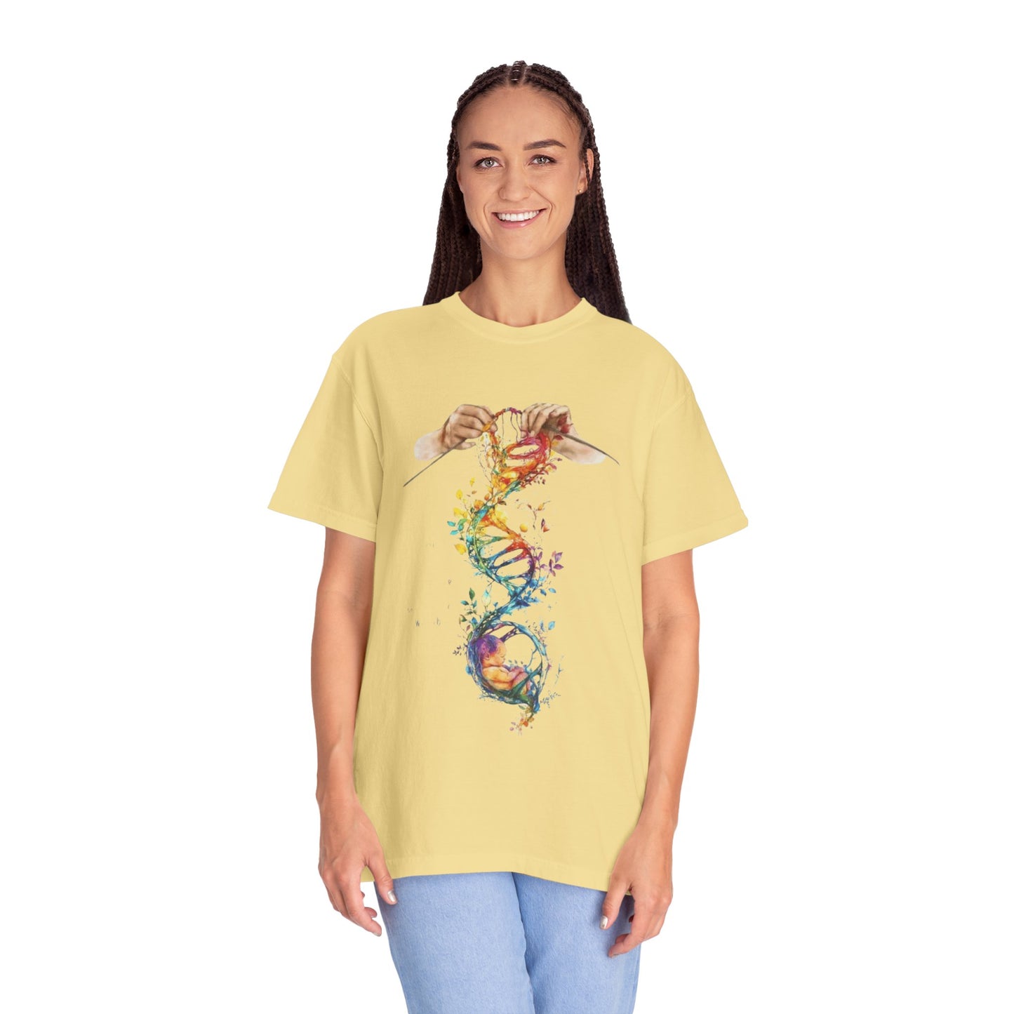 👚 Soft. Stylish. Mom-approved. Order now and gift her something she'll actually wear! Colorful DNA Art Unisex T-shirt, Science Tee, Creative Garment, Gift for Scientists,