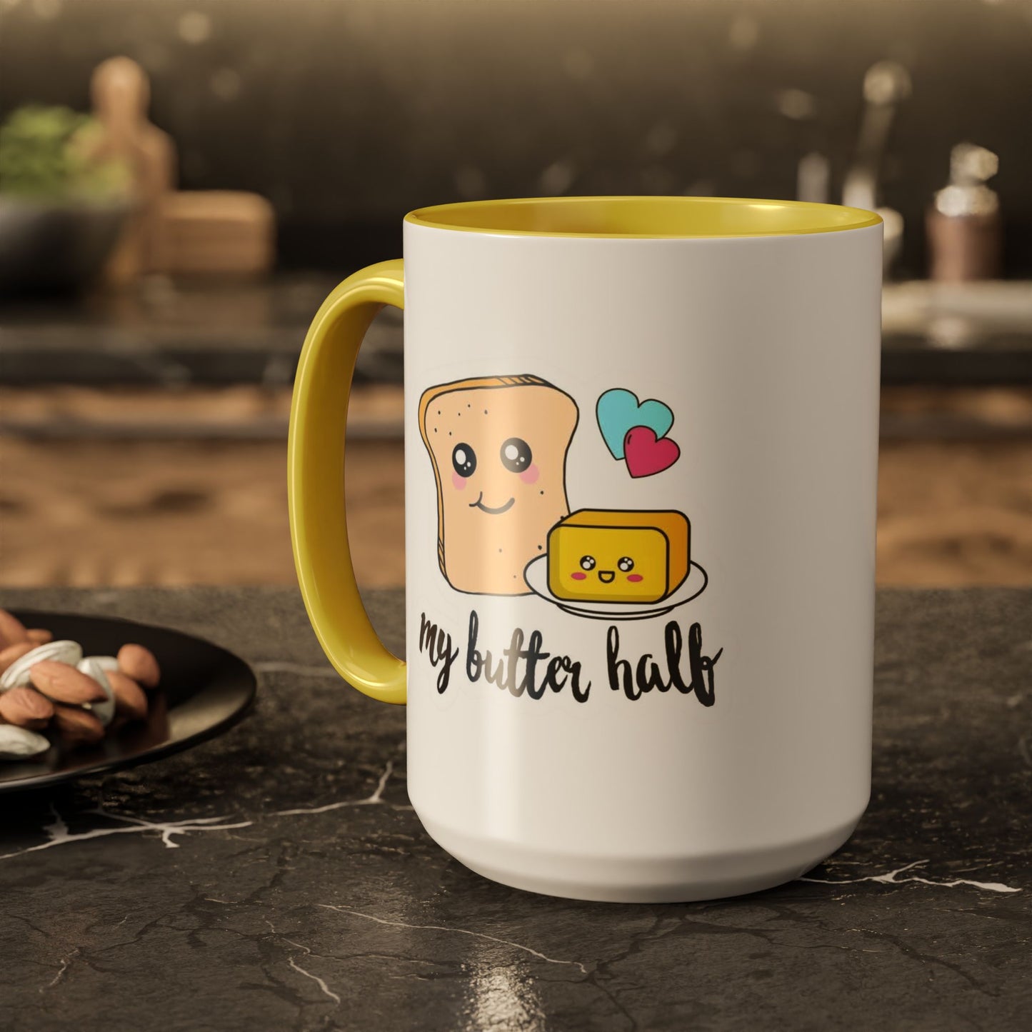 Motivational & Funny Quote Mugs Uplifting Coffee Cup Gifts Cute Foodie Relationship Mug My Butter Half Design, Colorful 11oz & 15oz