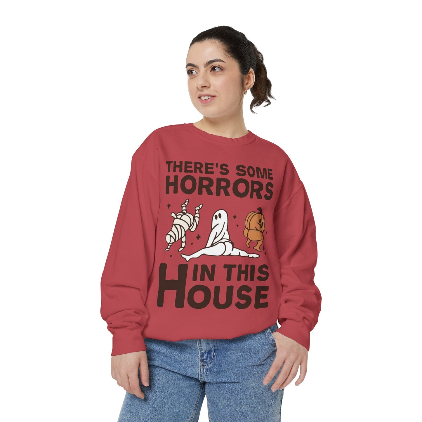Halloween Themed Unisex Sweatshirt - Fun Ghosts & Mummy Design for Fall, Cozy Casual Wear, Halloween Party, Gift for Friends, Autumn Vibes