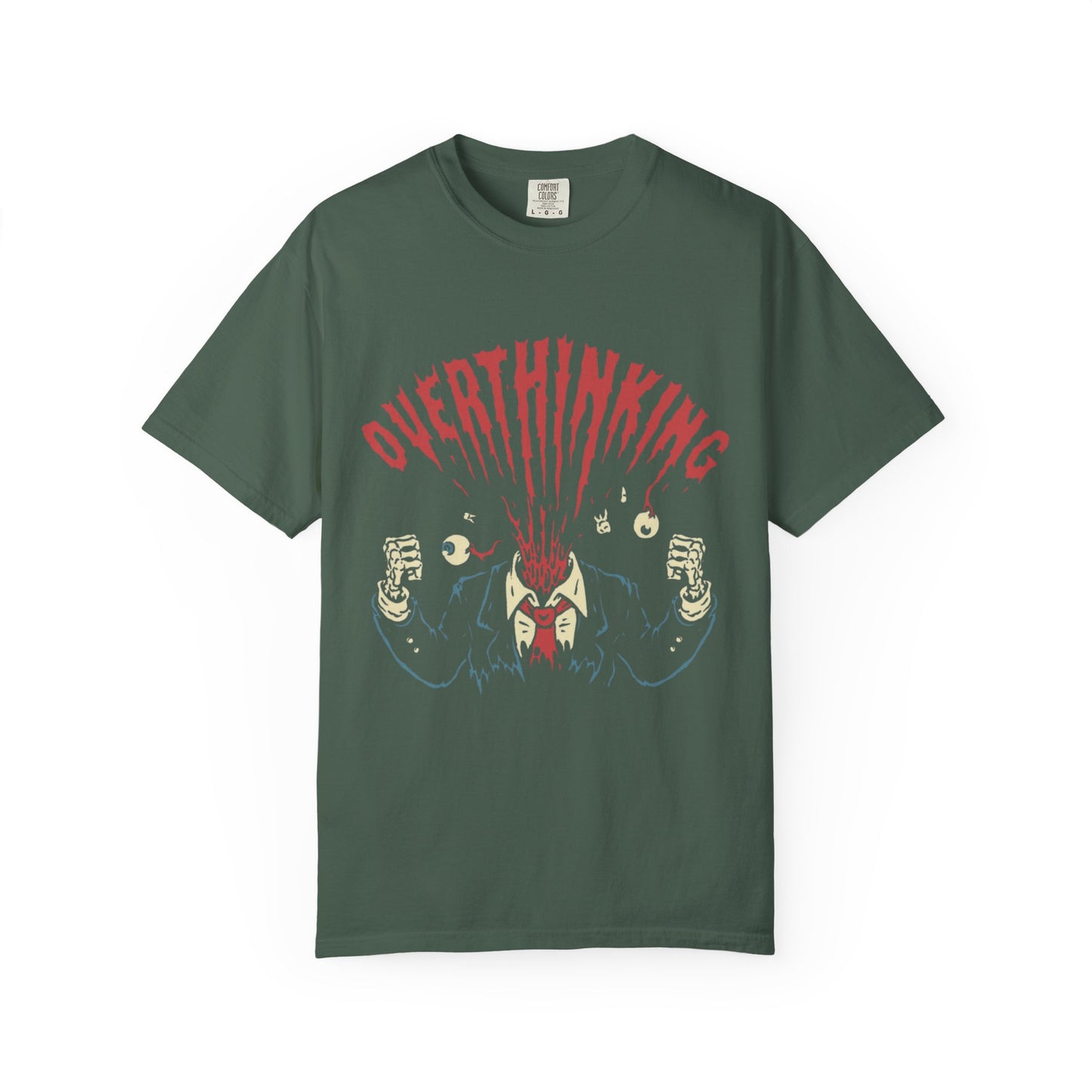 Mentally on Vacation Overthinking Garment-Dyed Unisex T-Shirt, Casual Wear, Gift for Anxiety Awareness, Self-Care Apparel, Unique Graphic Tee