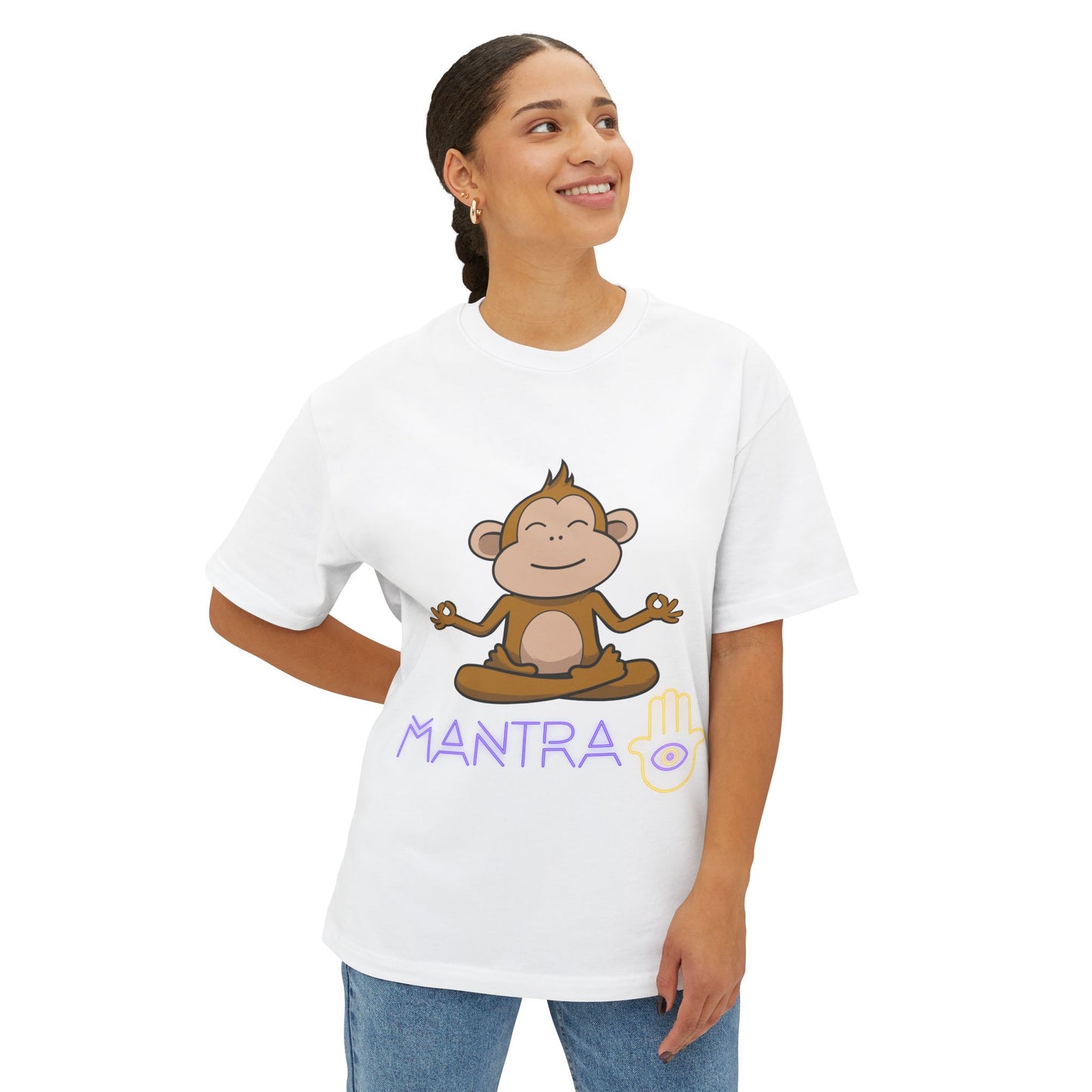🧘♀️ Wear Your Peace. Mindful Monkey Graphic Tee | Unisex Boxy T-Shirt for Yoga Lovers, Gifts for Him/Her, Relaxation Apparel, Meditative Wear, Casual Streetwear