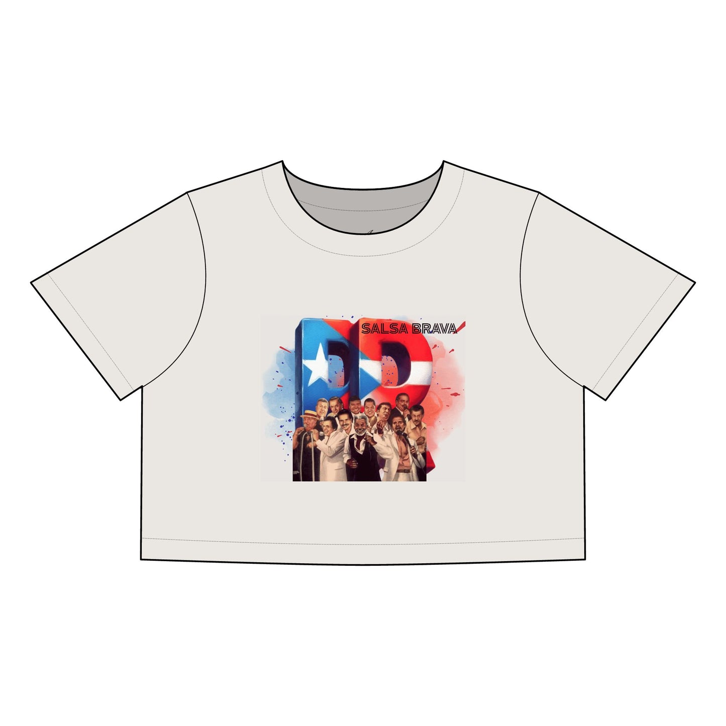 Salsa Brava PR Pride Crop Tee, Women's Faded Crop Top, Casual Summer Tee, Festival Wear, Gift for Texas Lovers