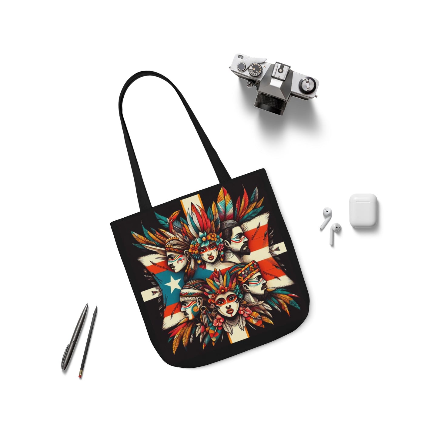 Puerto Rico Canvas Tote Bag, 5-Color Straps