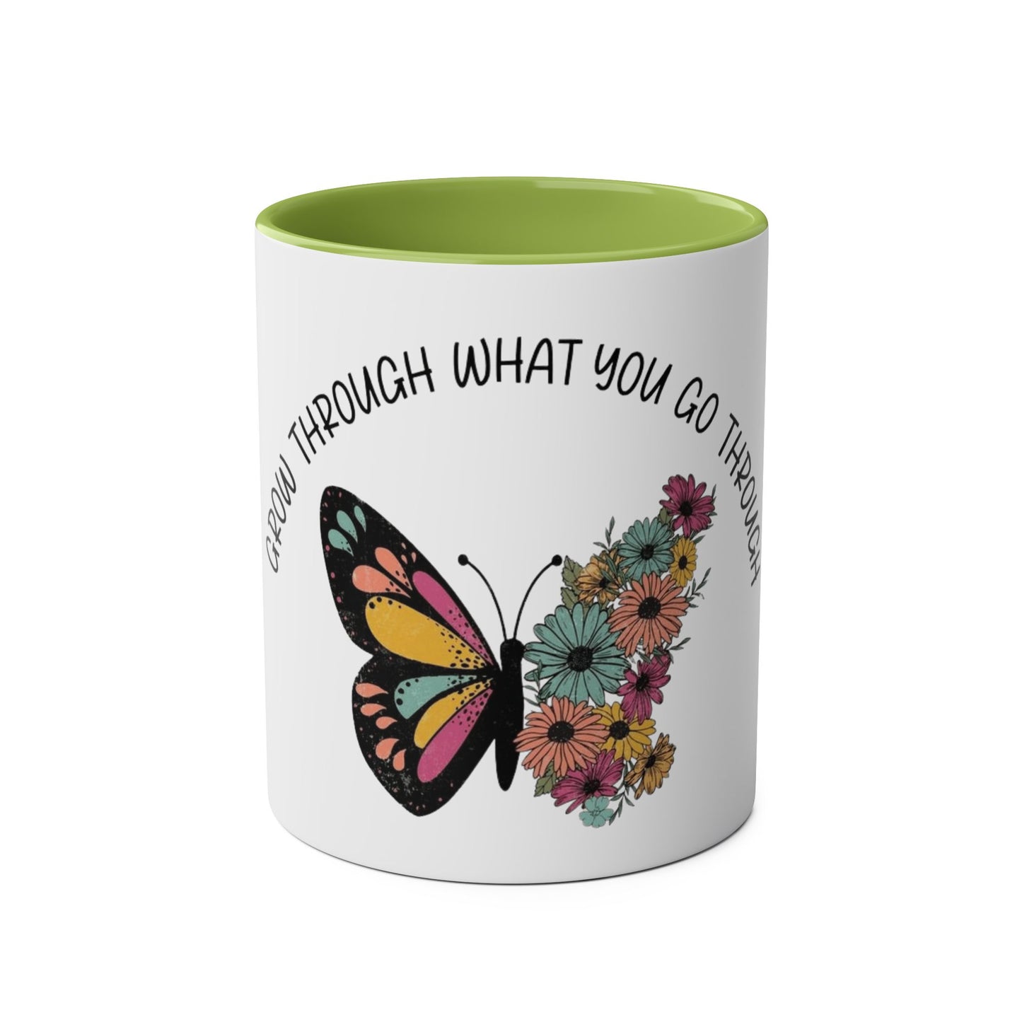Start your day with meaning. Inspirational Two-Tone Mug for Growth Mindset, Butterfly Design, Coffee or Tea Lover Gift, Motivational Quote, Perfect for Self-Care