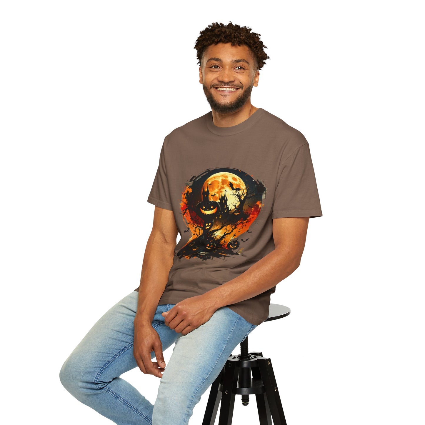 Halloween Moon Graphic T-shirt, Unisex Spooky Shirt, Fall Outfit, October Fest Tee, Halloween Party Wear, Trick or Treat T-shirt