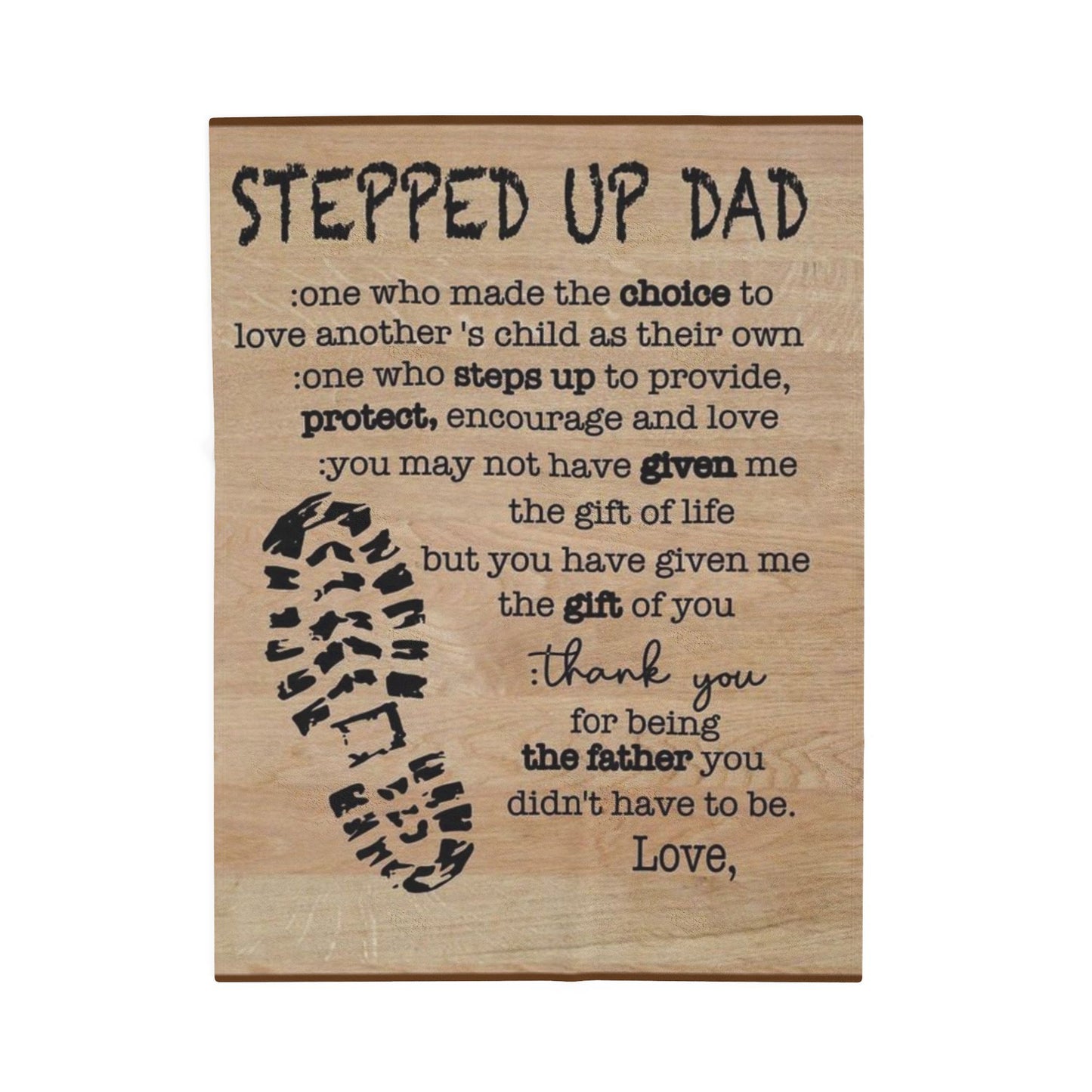 Stepped Up Dad Velveteen Plush Blanket - Cozy Gift for Father's Day, Dad's Birthday, or Any Occasion, Meaningful Keepsake, Soft Throw