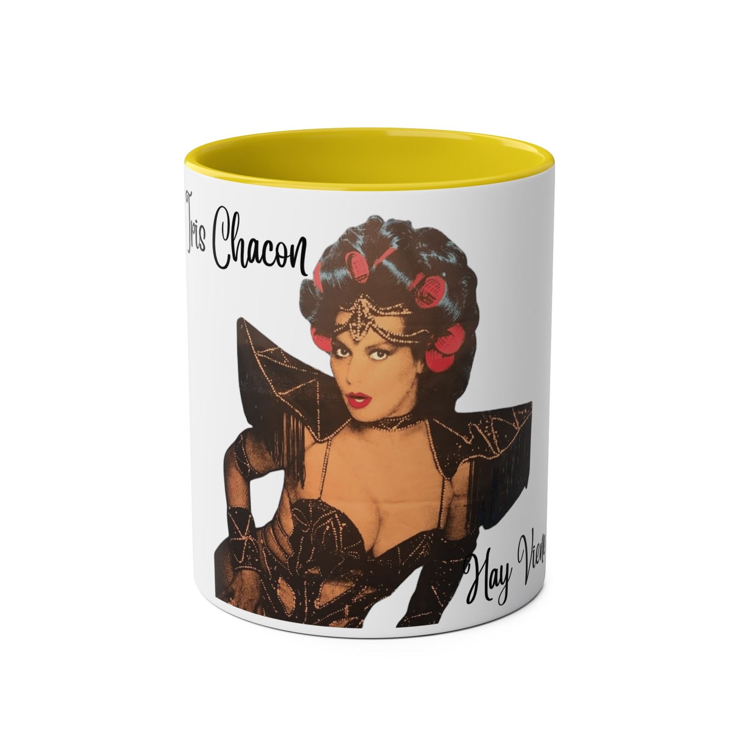 The onli one Iris Chacon Unique Two-Tone Coffee Mug - Iris Chacon Inspired Art, Trendy Mug for Coffee Lovers, Gift for Her, Retro Style,