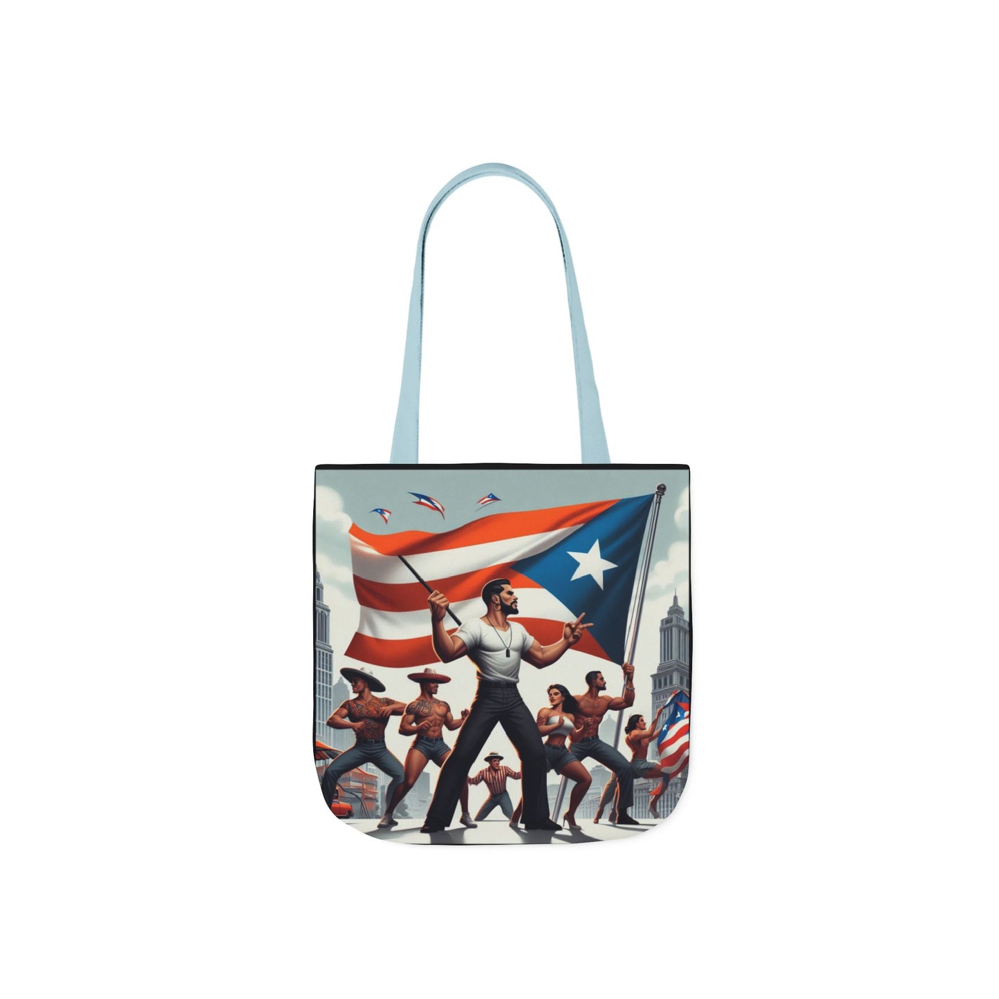PUERTO RICO Canvas Tote Bag, 5-Color Straps