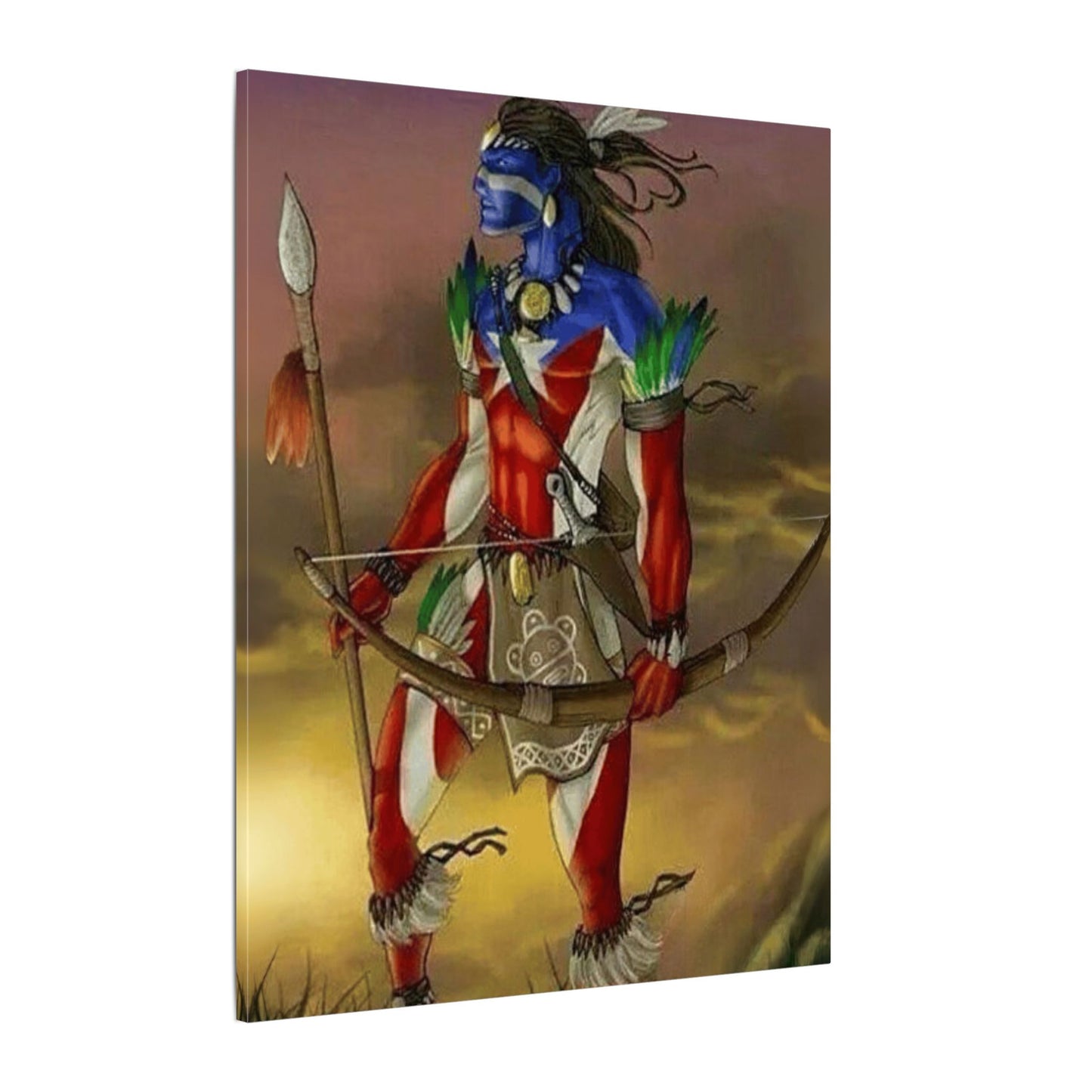 Borikén Rooted in Culture, Radiating Power Tribal Puerto Rico Warrior Canvas Art, Taino Wall Decor, Boho, Unique Gift for Collectors, Cultural Prints