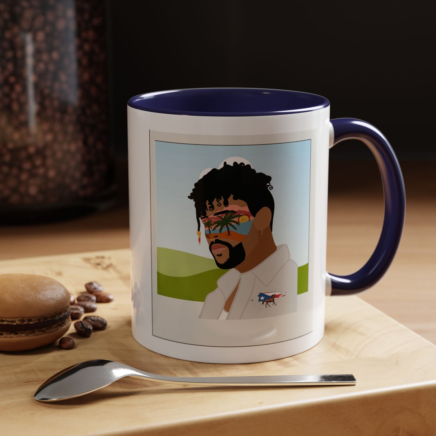 Por la manana Cafe Puerto Rican Mug Boricua Pride Mug Coffee Lover’s Essential, Stylish Mug with Portrait Design