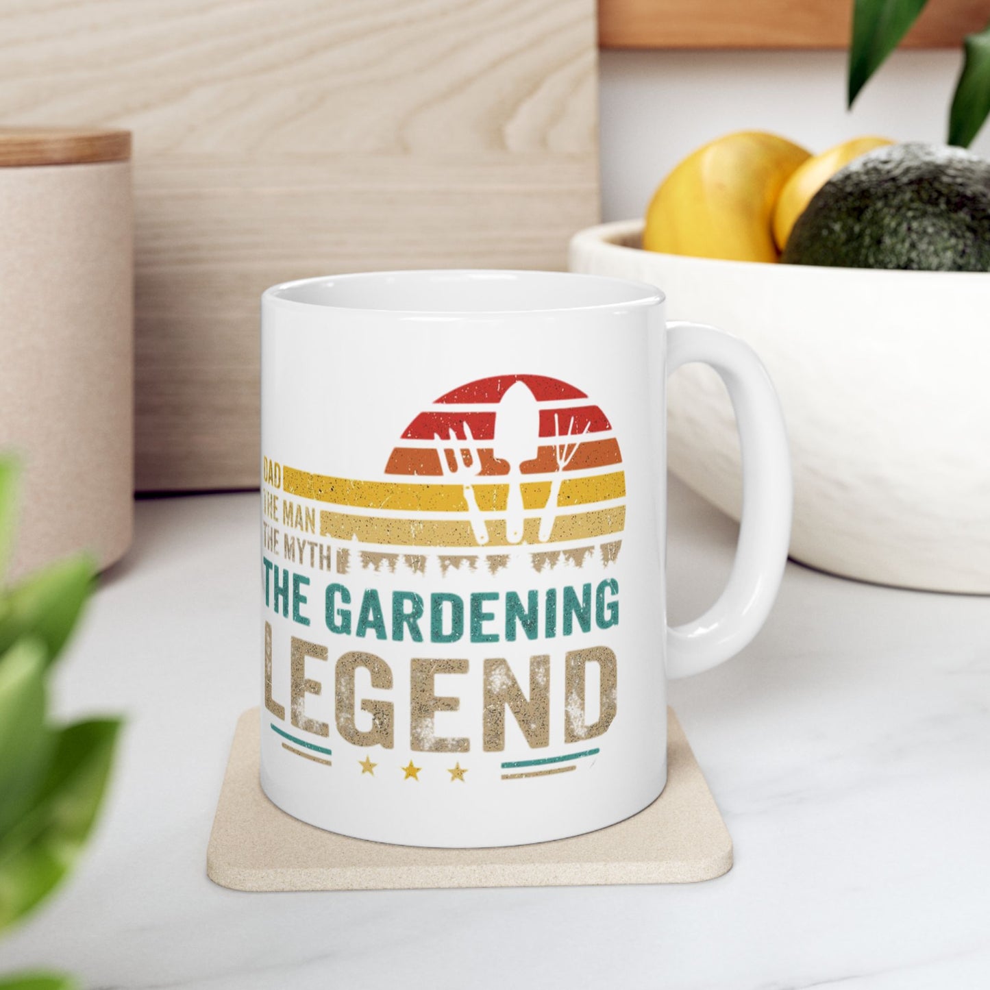 Gardening Legend Ceramic Mug for Dads, Funny Gift for Gardeners, 11oz 15oz Mug, Unique Fathers Day Present, Colorful Coffee Cup