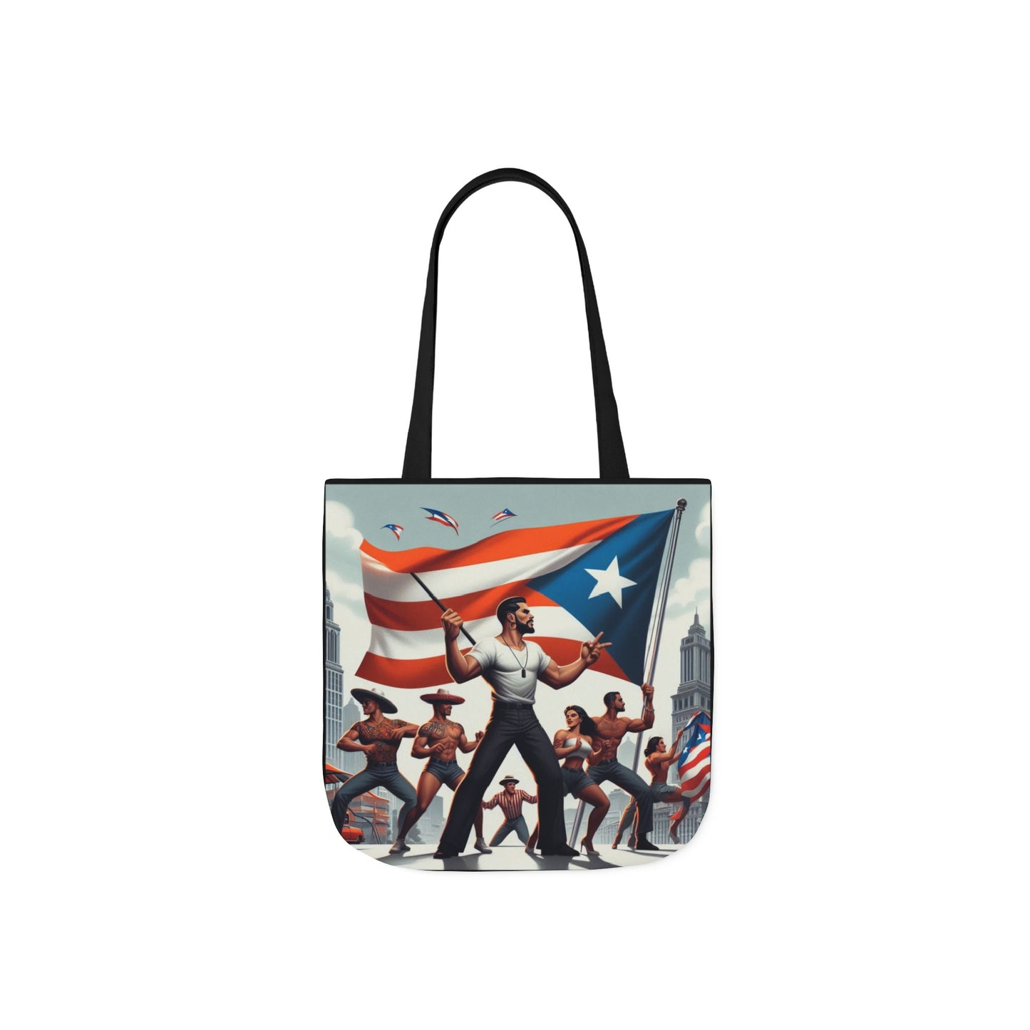 PUERTO RICO Canvas Tote Bag, 5-Color Straps