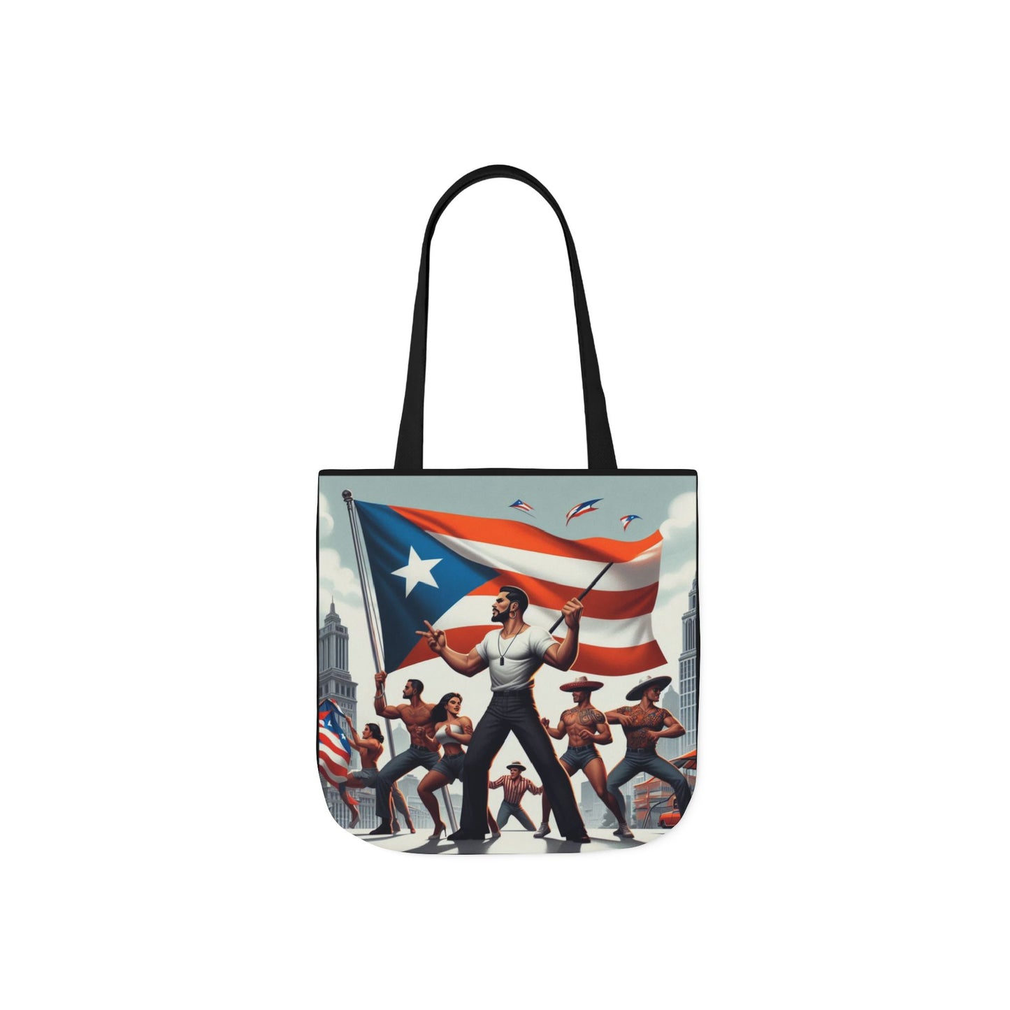 PUERTO RICO Canvas Tote Bag, 5-Color Straps