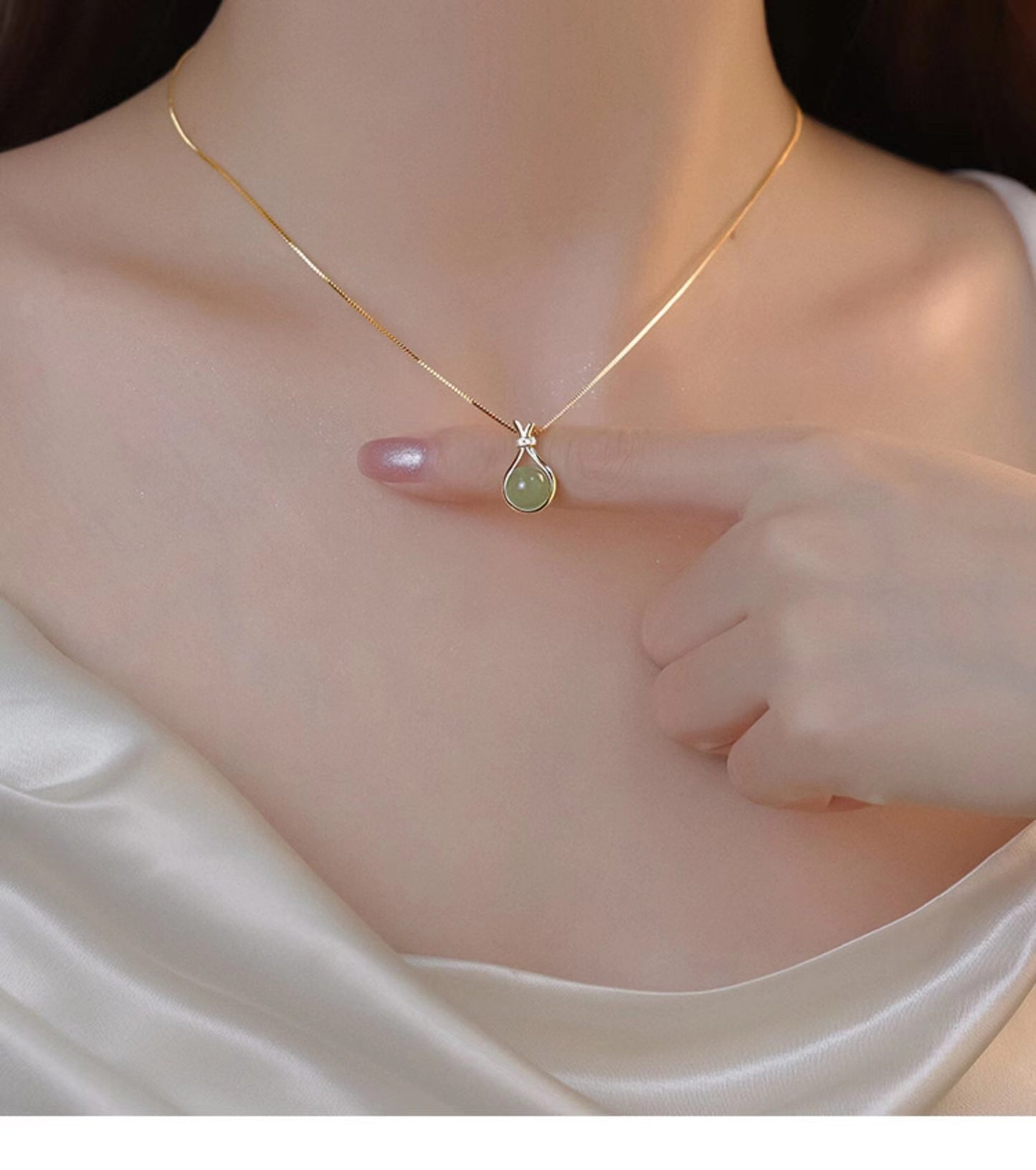 Imitation Hetian Jade Lucky Bag Women's Necklace Pendant