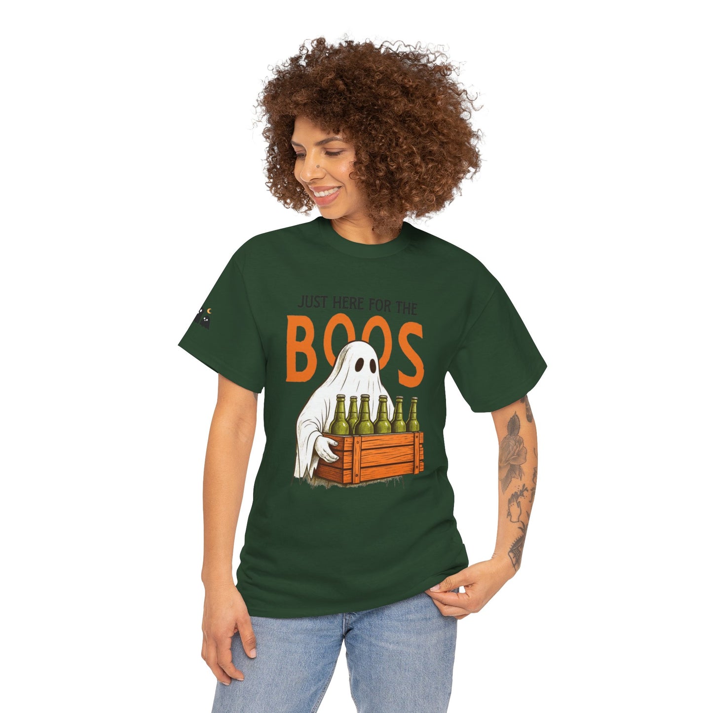 Just Here for the Boos Halloween Tee, Funny Ghost Shirt, Unisex Cotton T-Shirt, Spooky Party Apparel, Halloween Costume Top