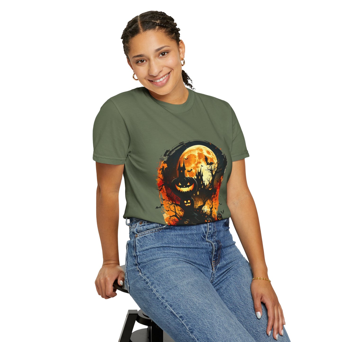 Halloween Moon Graphic T-shirt, Unisex Spooky Shirt, Fall Outfit, October Fest Tee, Halloween Party Wear, Trick or Treat T-shirt