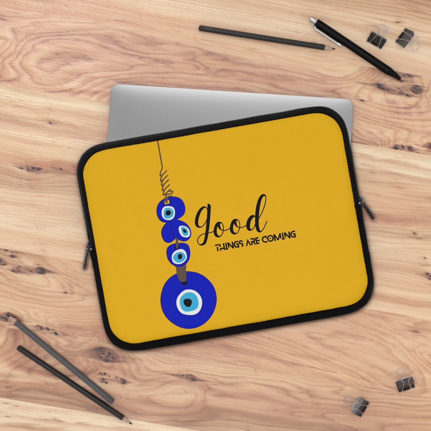 Good Things Are Coming Laptop Sleeve - Cute Tech Case, Gift for Students, Office Accessories, Laptop Bag, Colorful Design