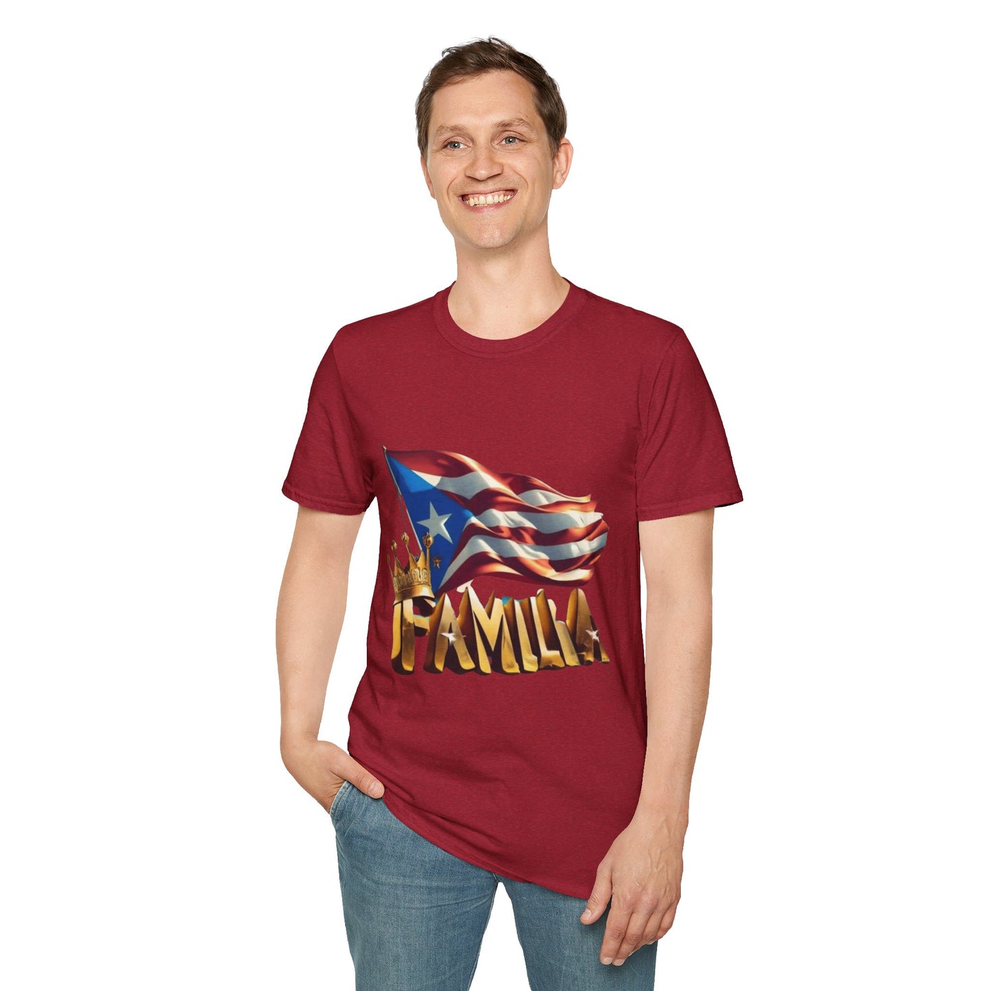 Puerto Rican Familia T-Shirt, Unisex Softstyle Tee, Patriotic Shirt, Family Unity Gift, Summer Celebration Apparel