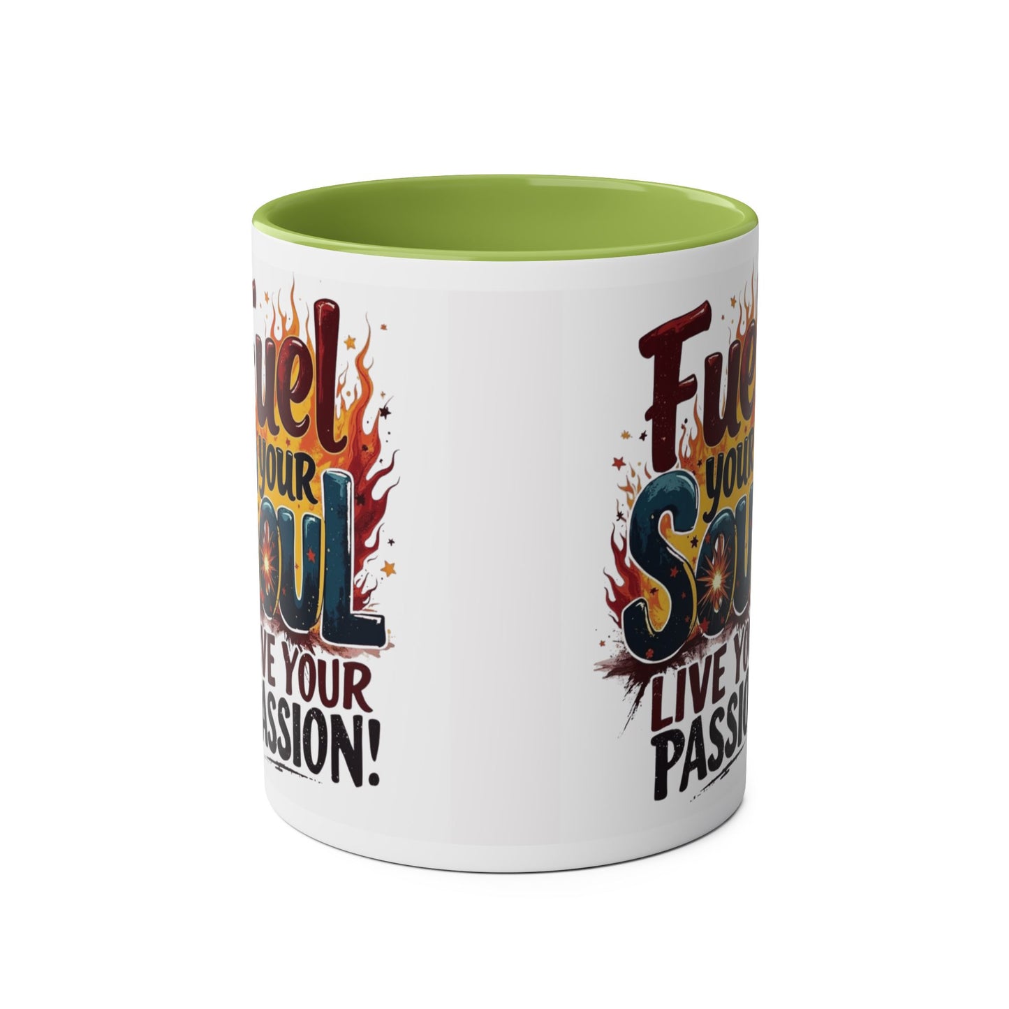 Fuel Your Soul Two-Tone Start your day with meaning. Coffee Mug | Inspirational Mug for Passionate Coffee Lovers, Gift for Creatives, Motivational Drinkware