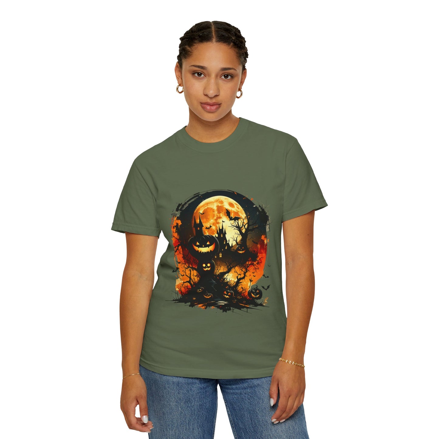 Halloween Moon Graphic T-shirt, Unisex Spooky Shirt, Fall Outfit, October Fest Tee, Halloween Party Wear, Trick or Treat T-shirt