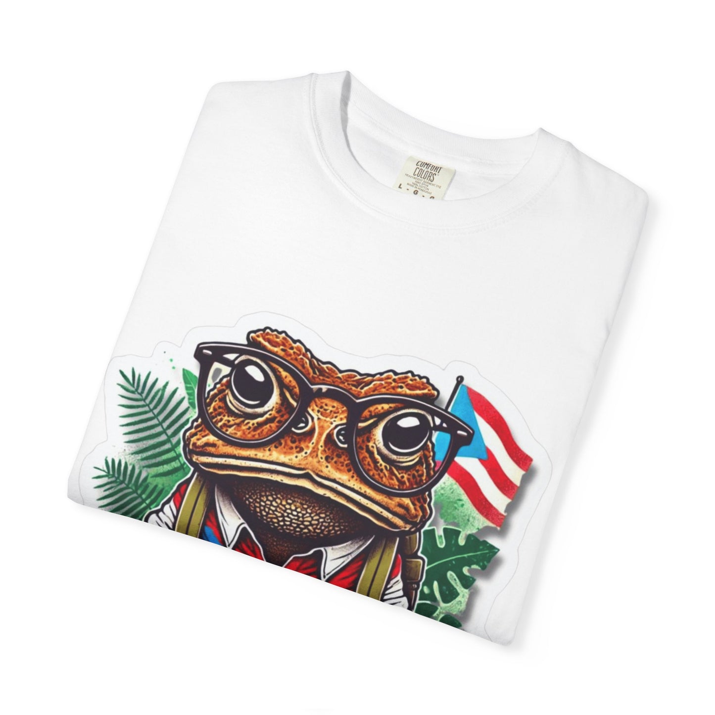 Puerto rico Patriotic Frog T-Shirt, Unisex Garment-Dyed Tee for Nature Lovers, Summer Parties, Luce tu orgullo puertorriqueño con estilo PR